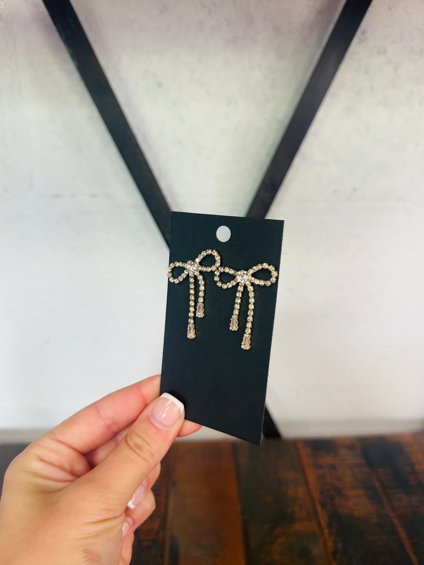 Rhinestone Bow Dangle Earring