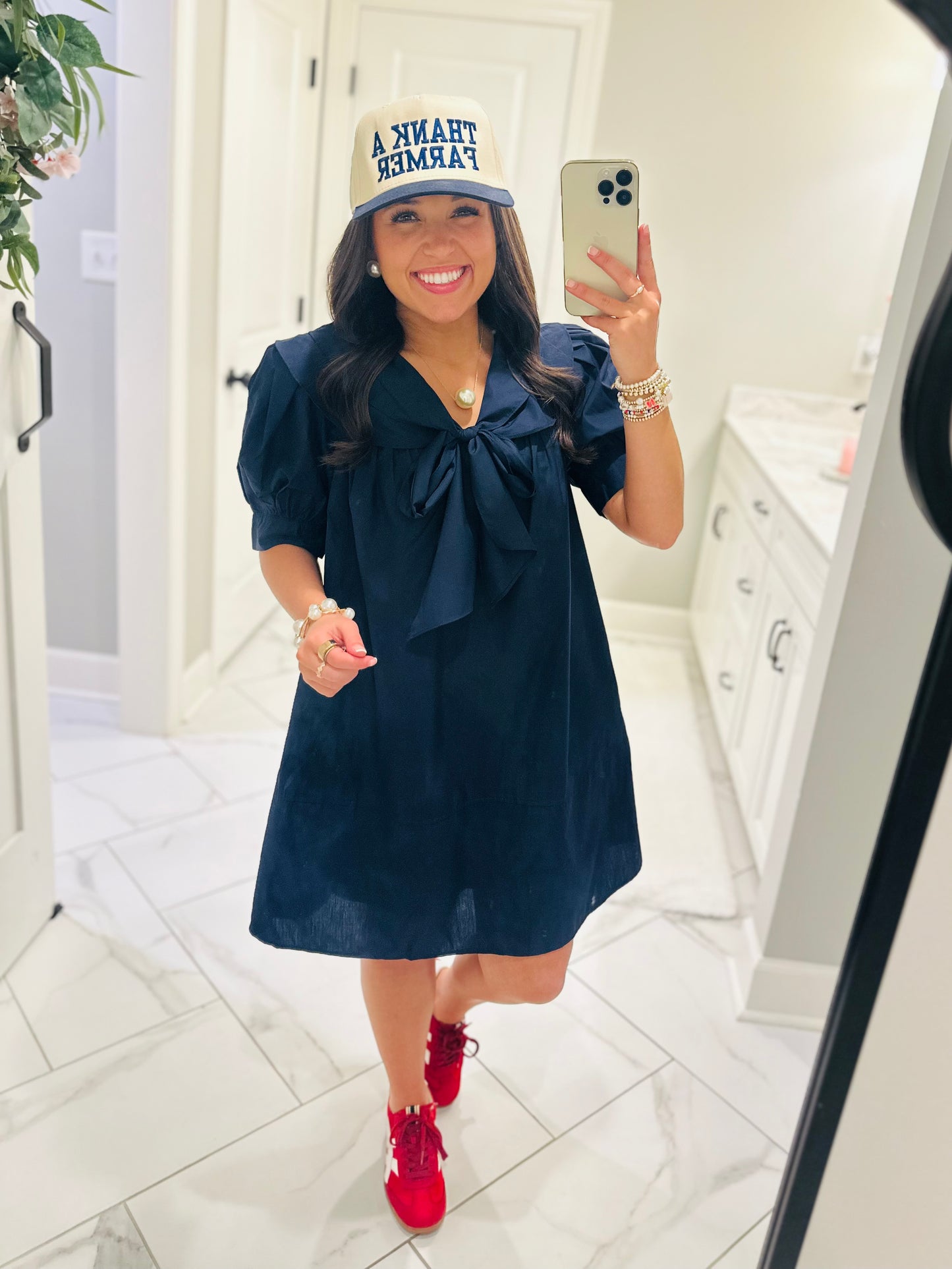 The Emmy Navy Bow Dress