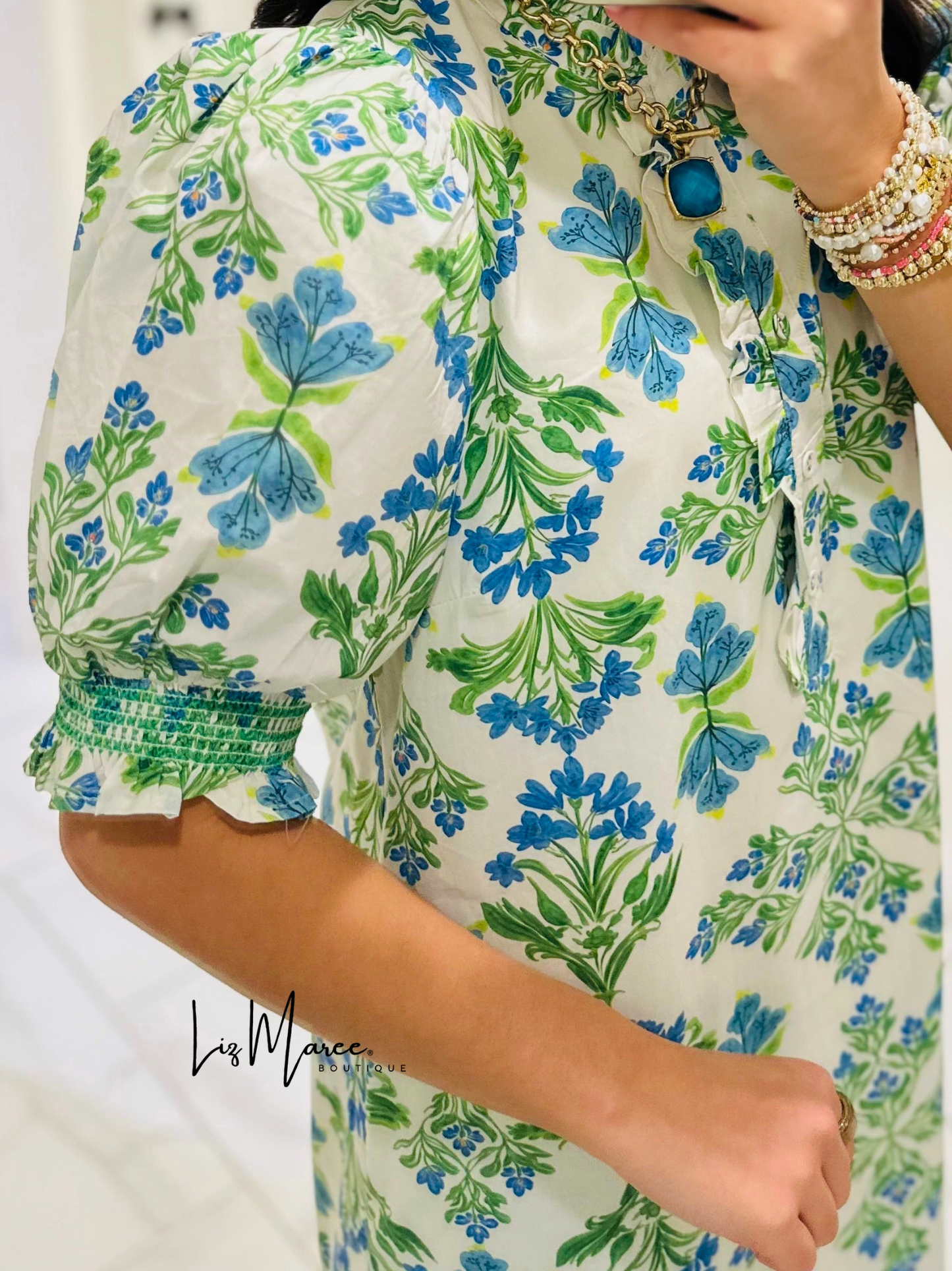 The Lana Blue + Green Botanical Maxi Dress