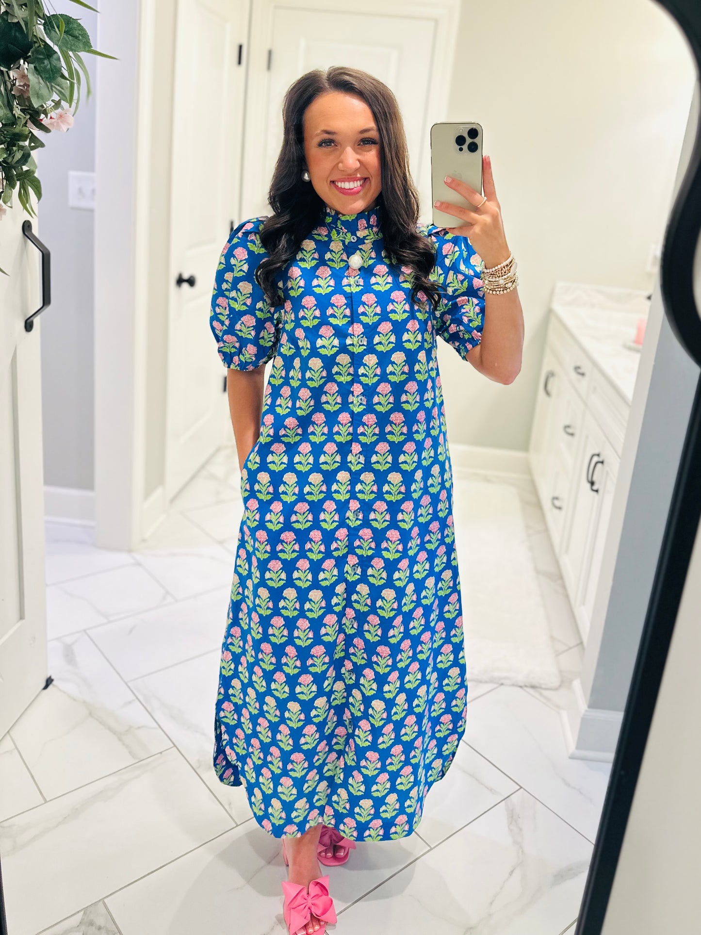 The Ada Blue Floral Midi Dress