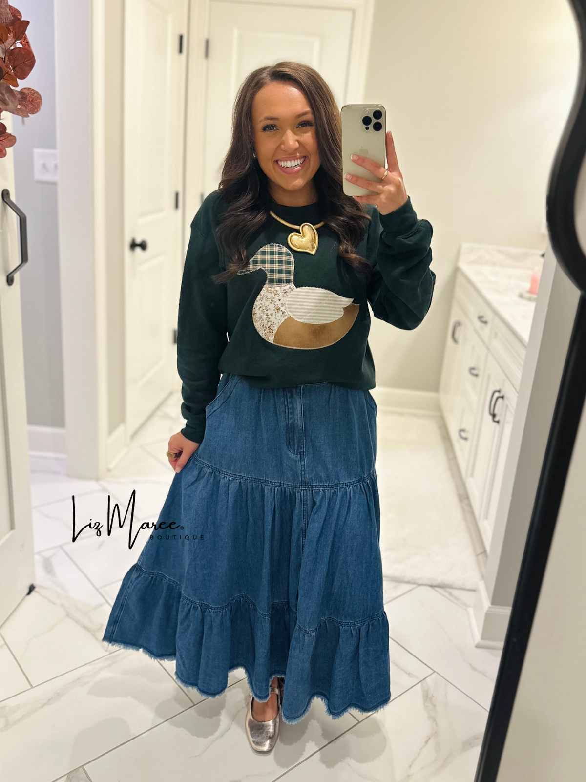 The Callie Denim Tiered Midi Skirt