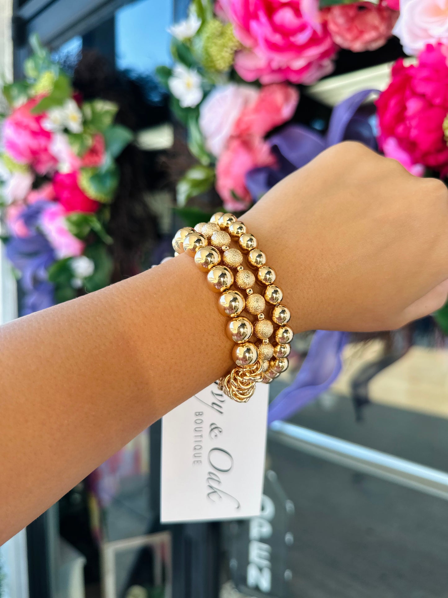 Gold Ball Bracelet Stack