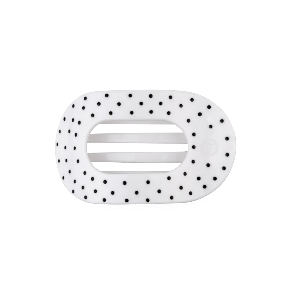 White Polka Dot Party Flat Round Hair Clip
