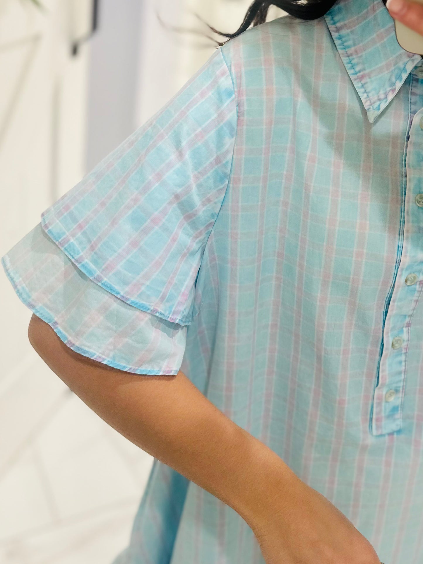 The Laylin Blue Striped Mineral Washed Shirt Dress