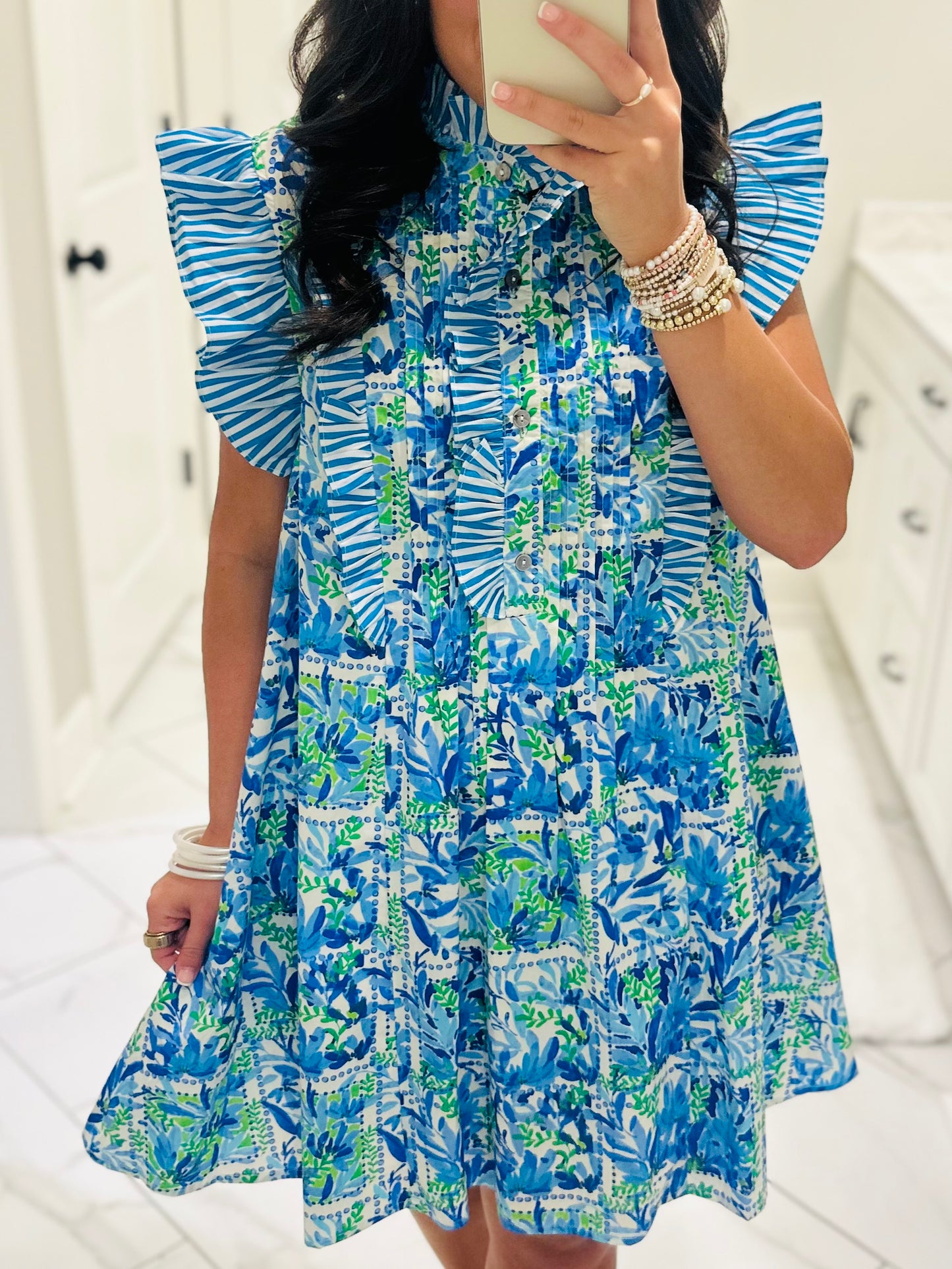 The Cali Blue Botanical Dress