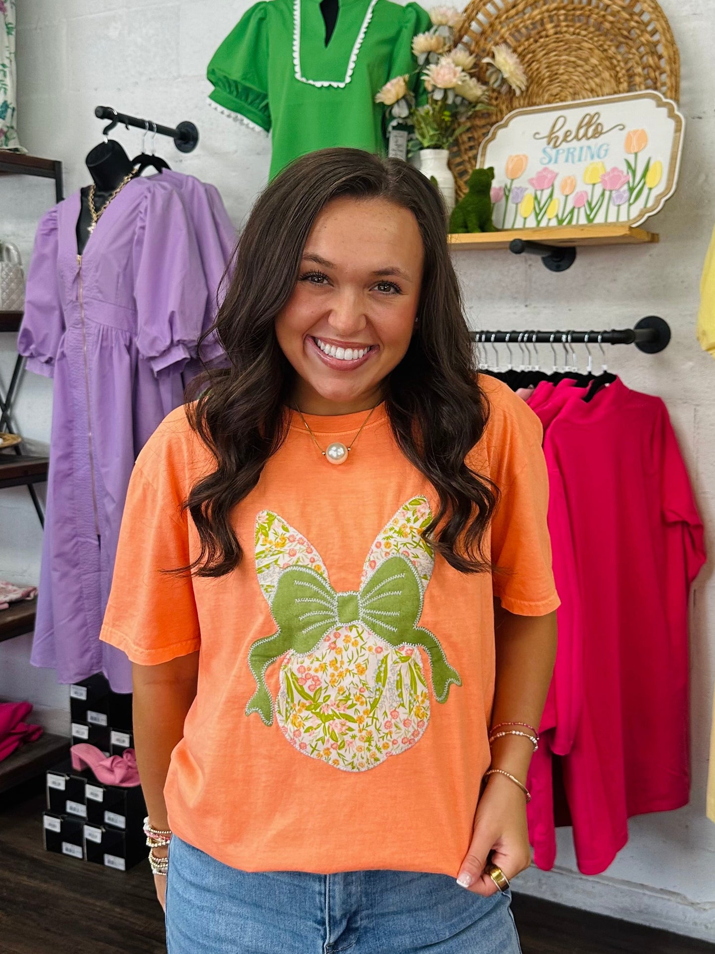 The Hippity Hoppity Bunny Bow Embroidered Tee