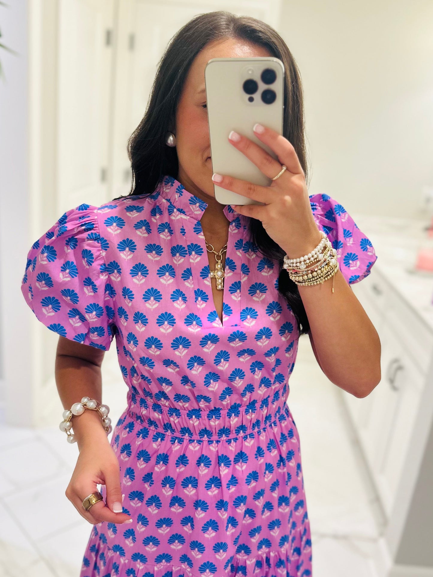 The Maya Lavender Floral Midi Dress