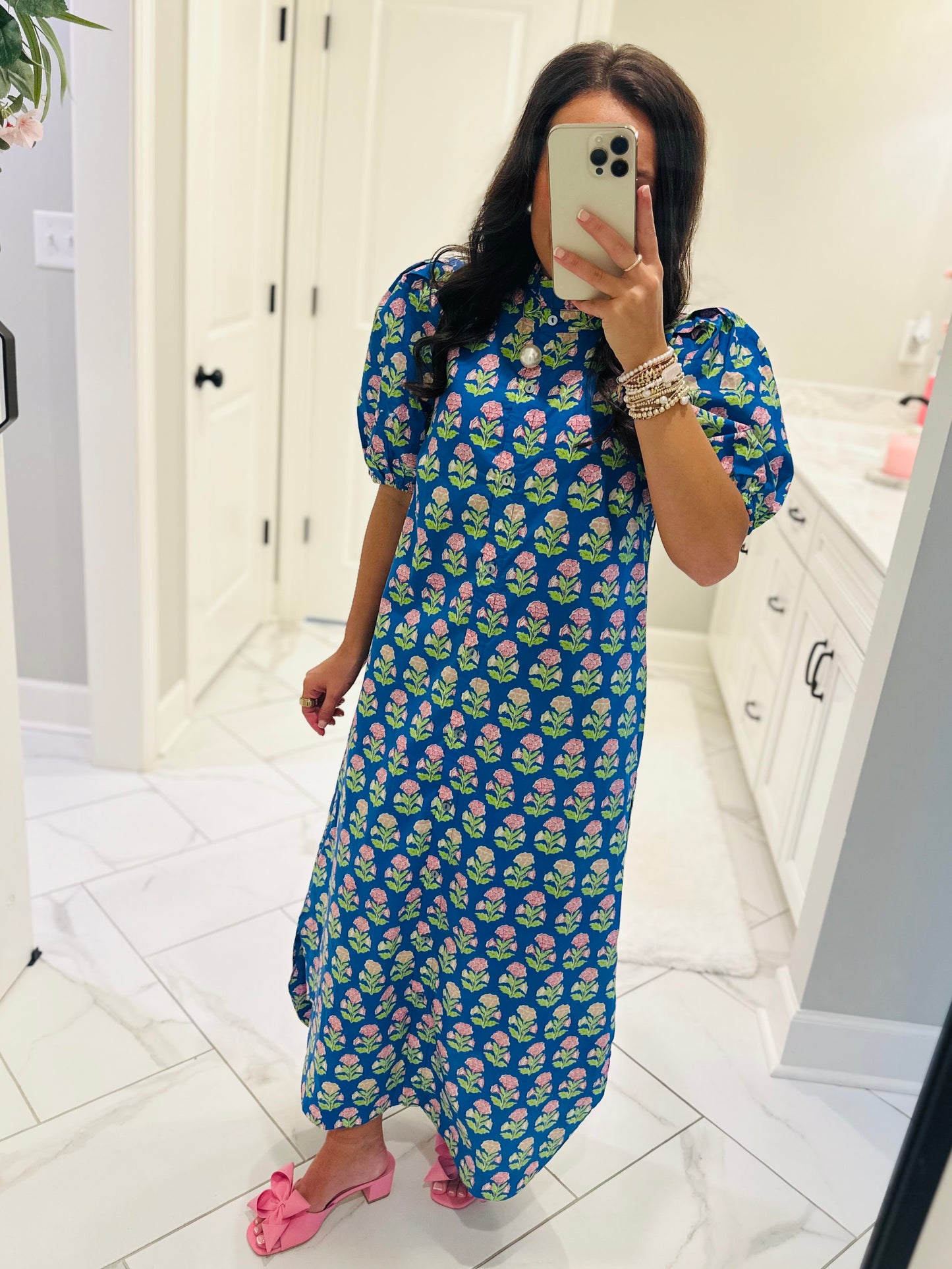 The Ada Blue Floral Midi Dress