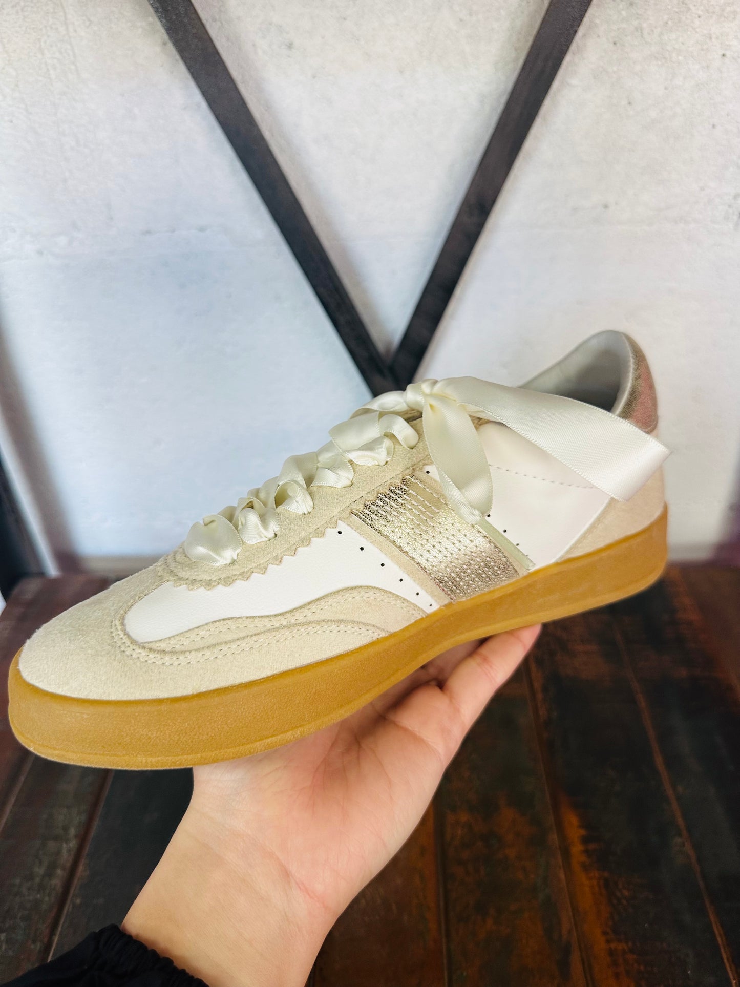 The Dixie Beige Gold Sneaker