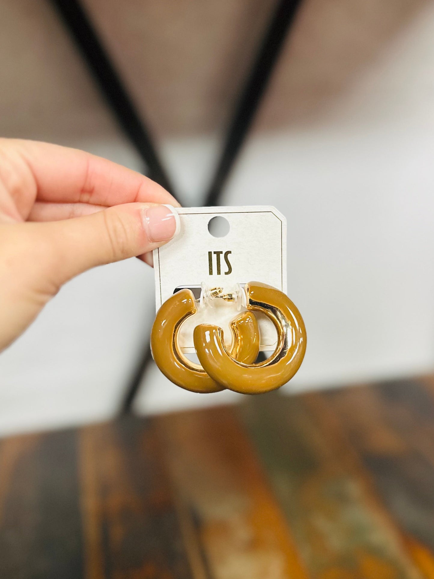 Brown + Gold Chunky Hoops