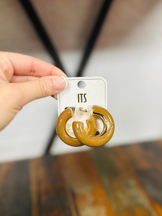 Brown + Gold Chunky Hoops