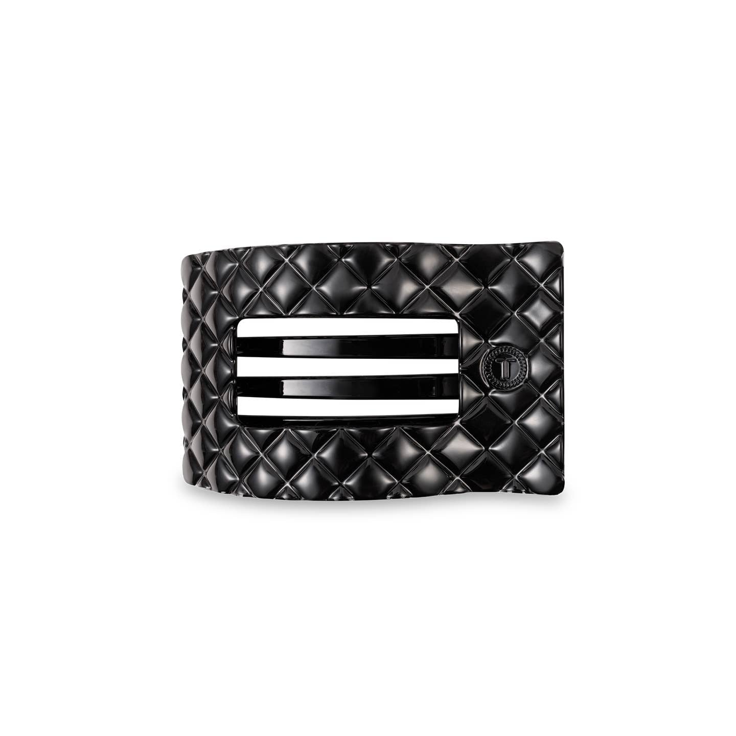 Jet Black Quilted Rectangle Flat Hair Clip