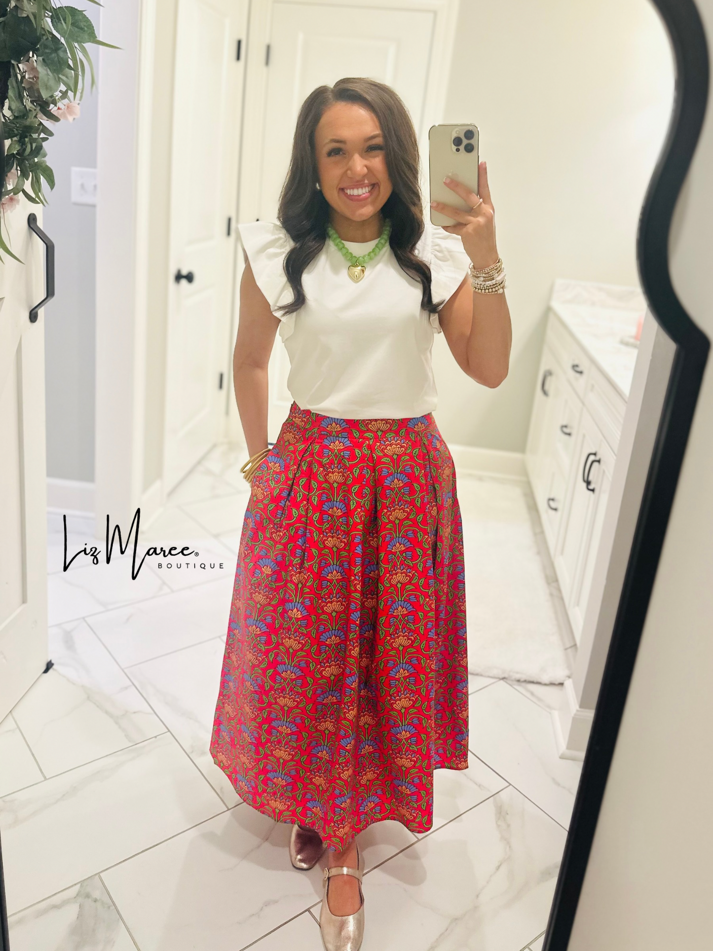 The Hailey Multi Floral Pleated Midi Skirt