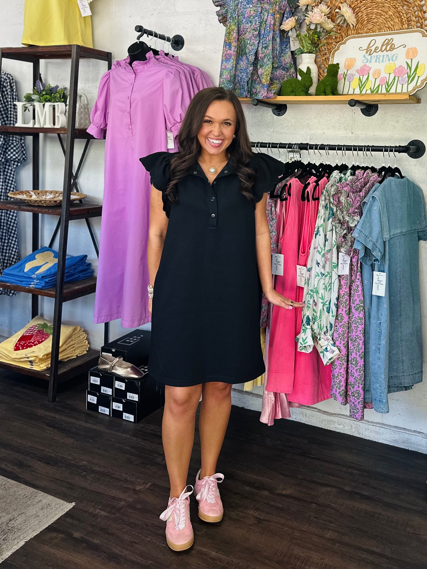 The Gia Black Scallop Dress