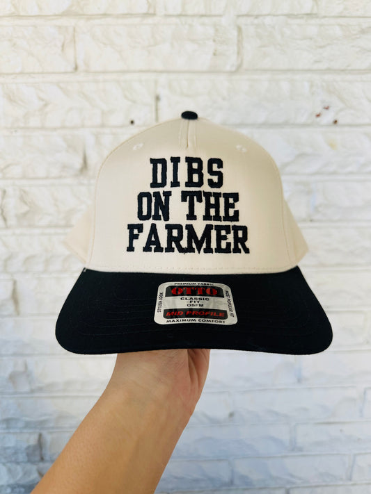 Black 'Dibs On The Farmer' Embroidered Trucker Hat