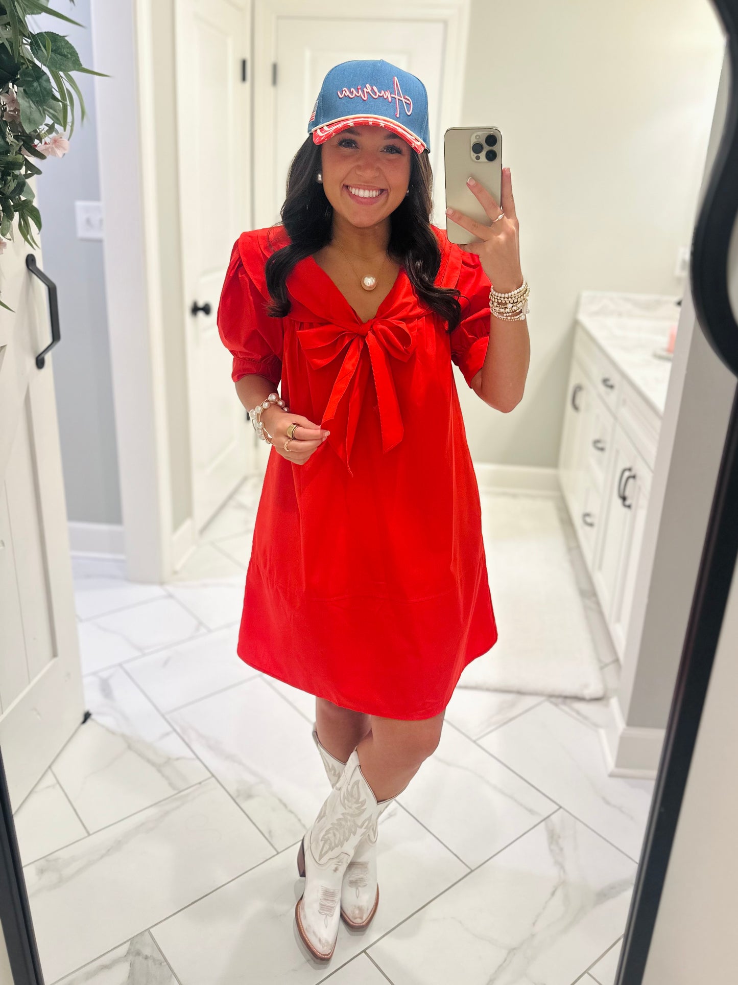 The Emmy Red Bow Dress