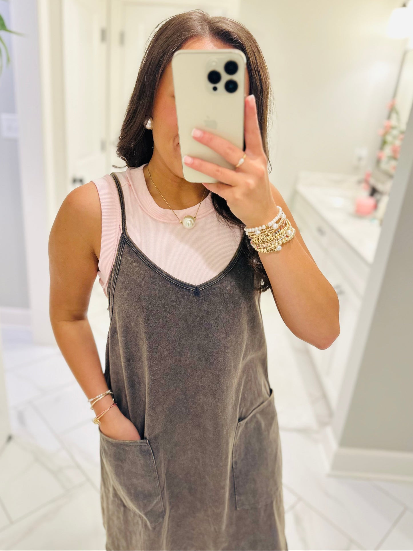 The Rhea Mineral Wash Tennis Dress - Ash Navy