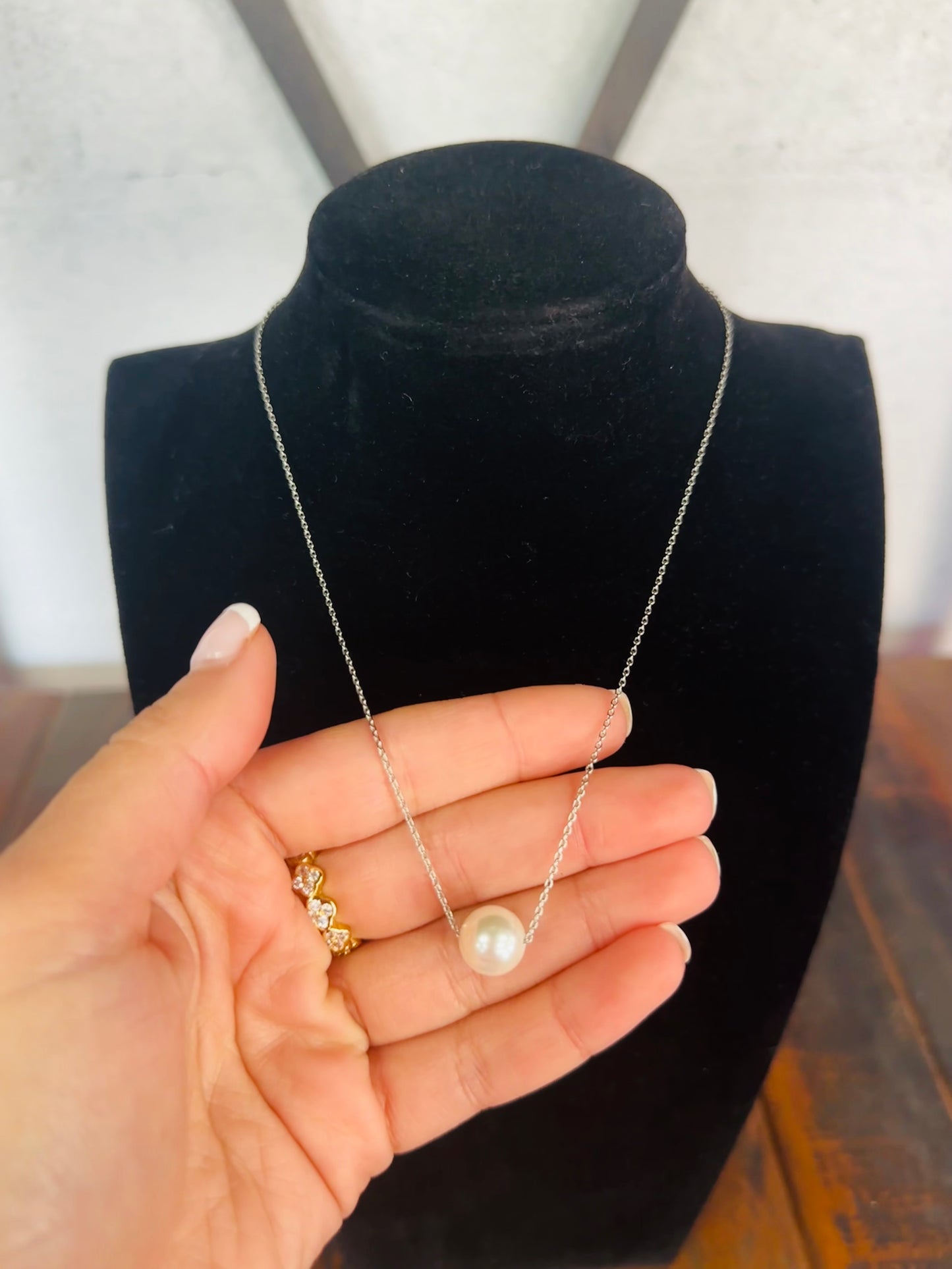 6mm Pearl Pendant Silver Necklace