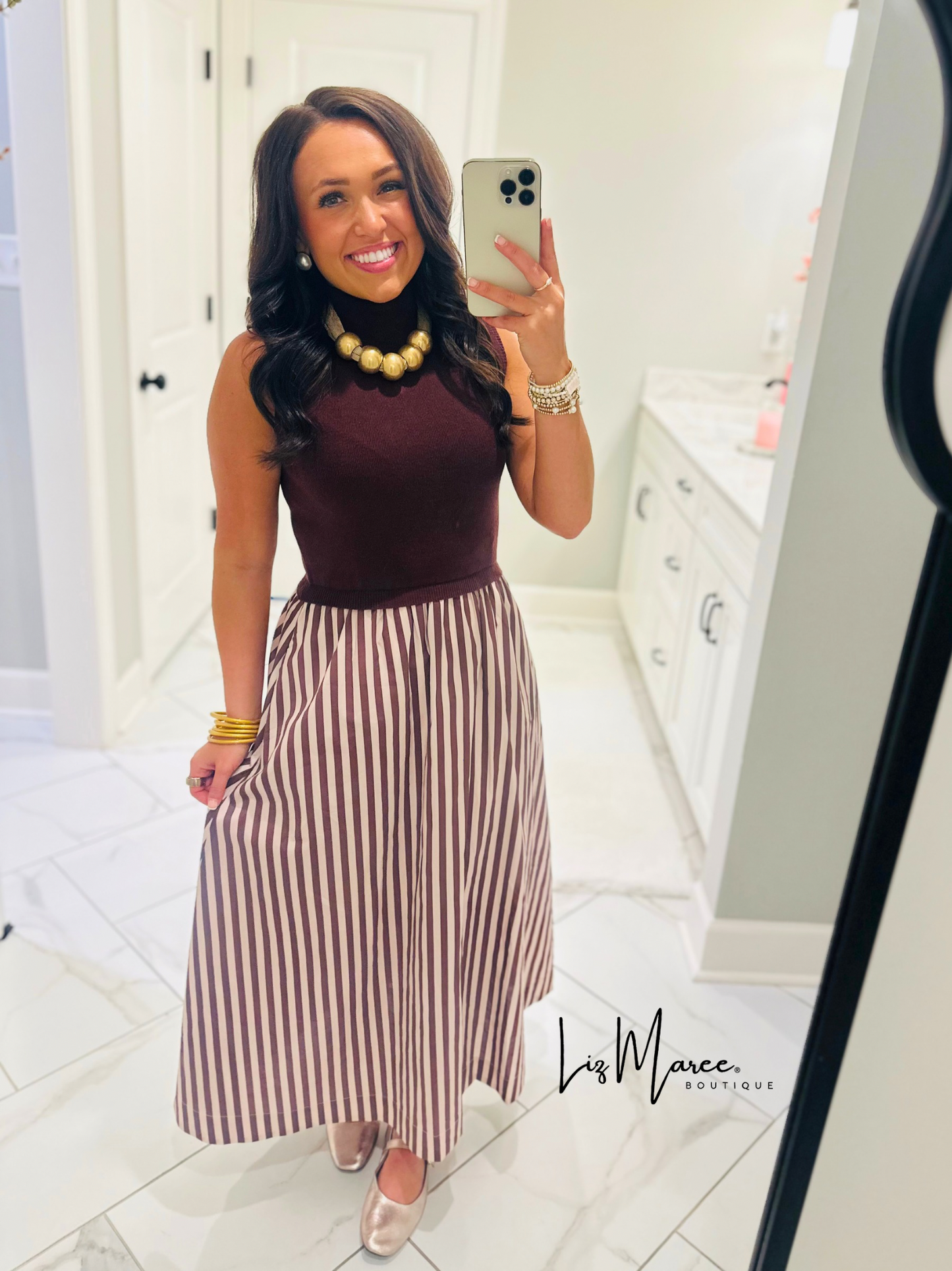 The Hartley Brown Sleeveless Midi Dress
