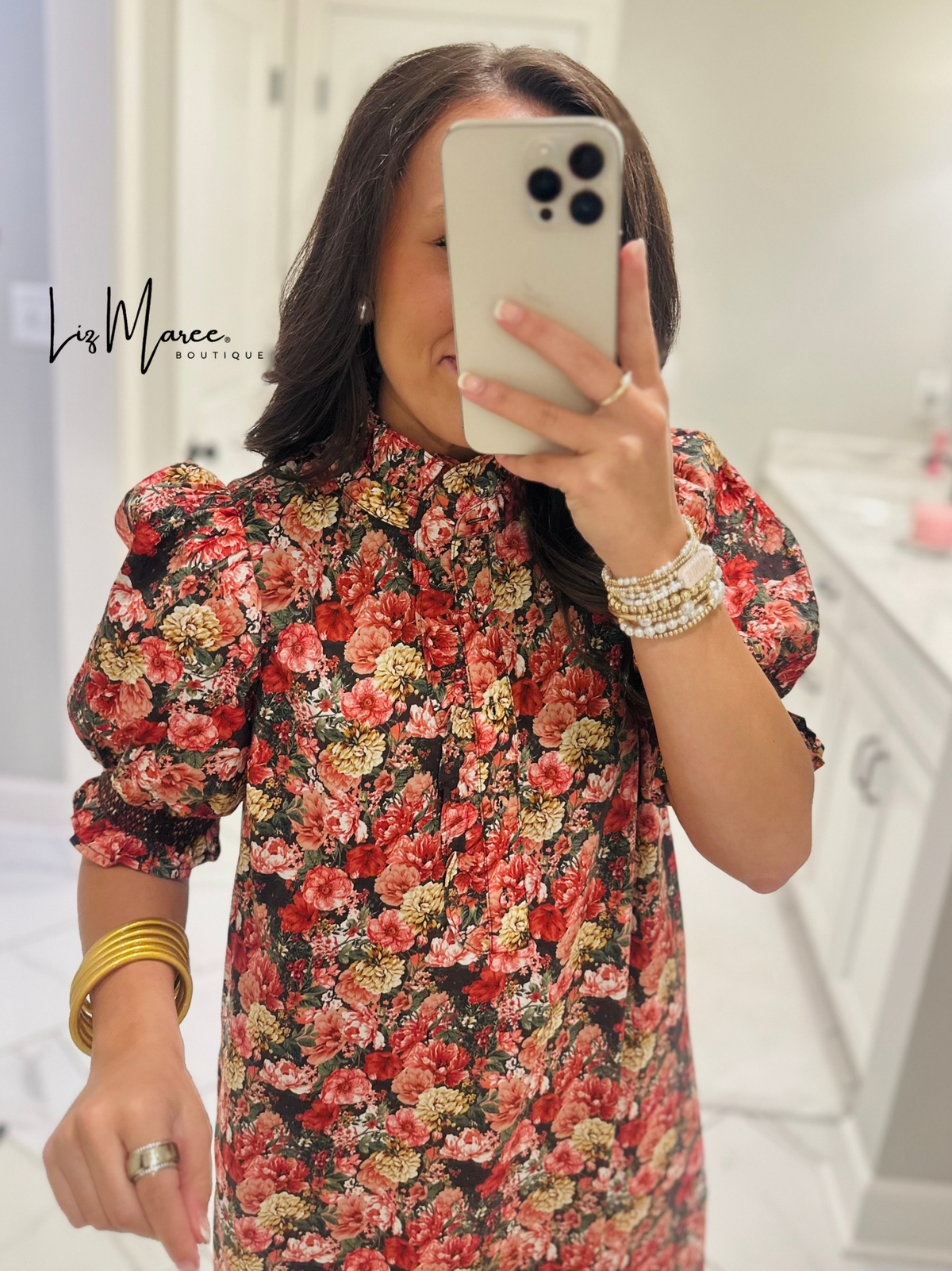The Anabelle Brick Floral Midi Dress