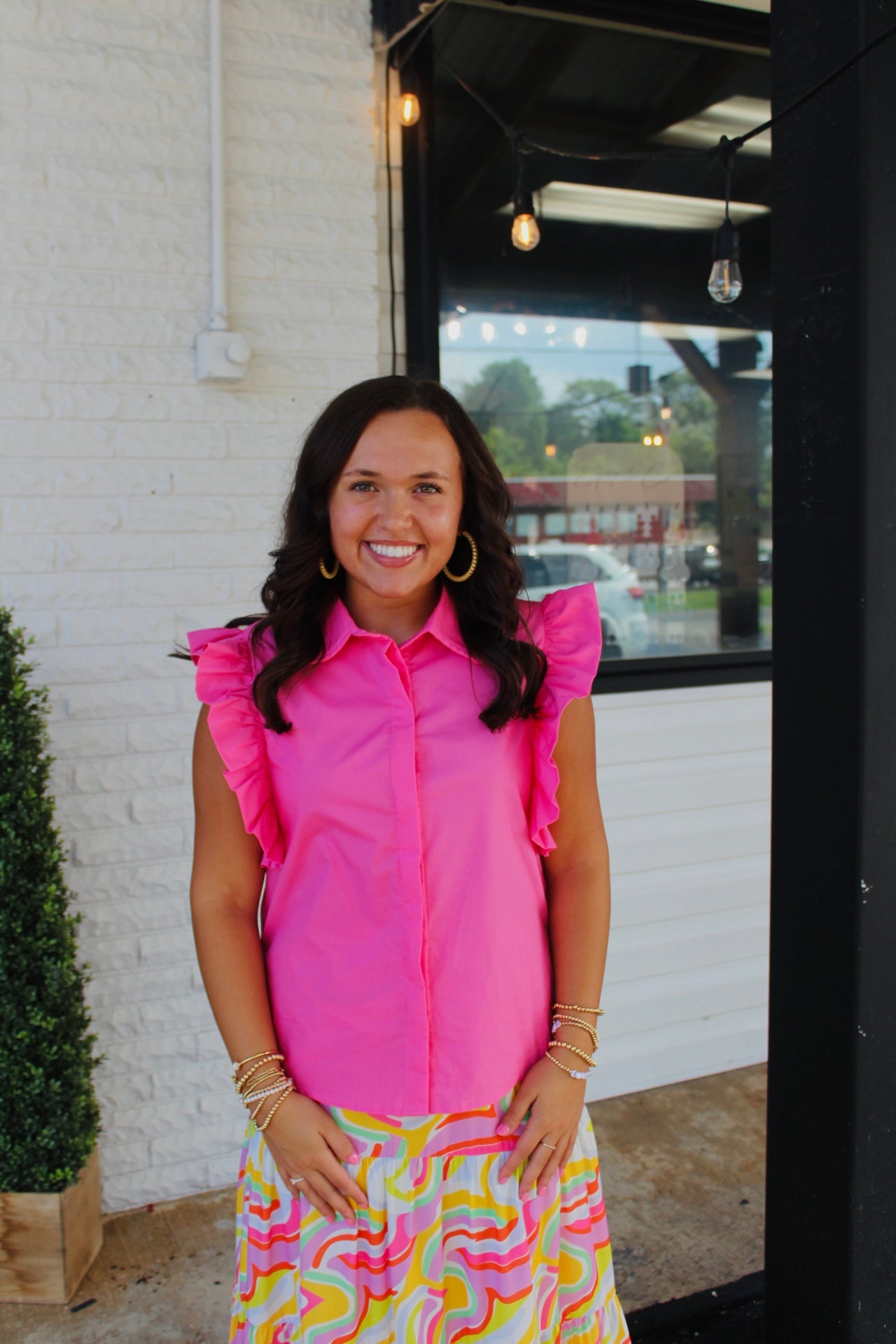 The Tatum Pink Ruffle Sleeve Top