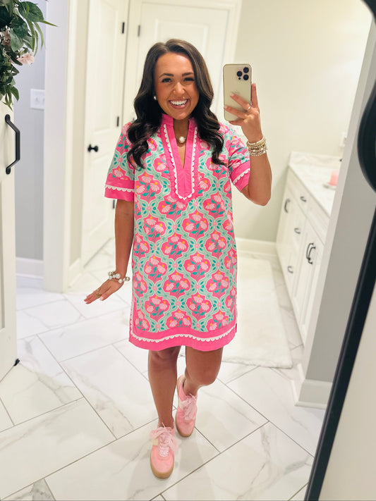 The Emma Pink Floral Shift Dress