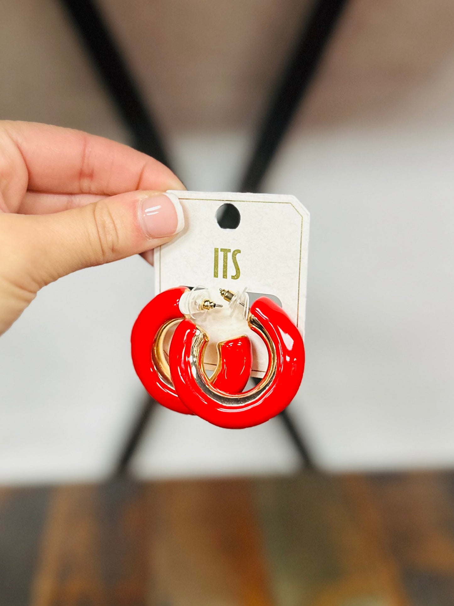 Red + Gold Chunky Hoops