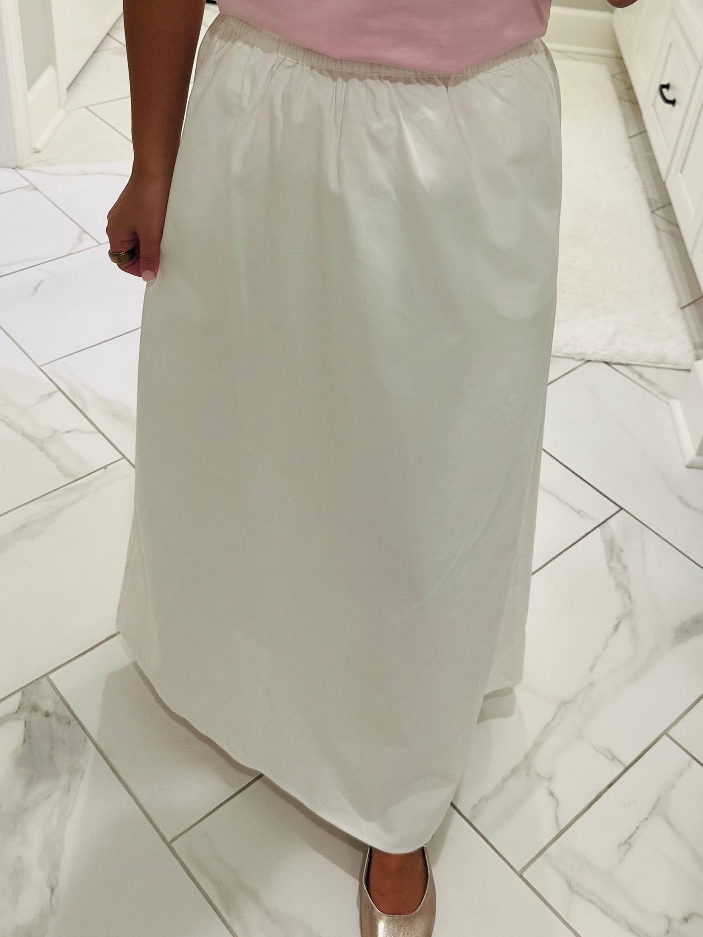 The Eva White Cotton Midi Skirt