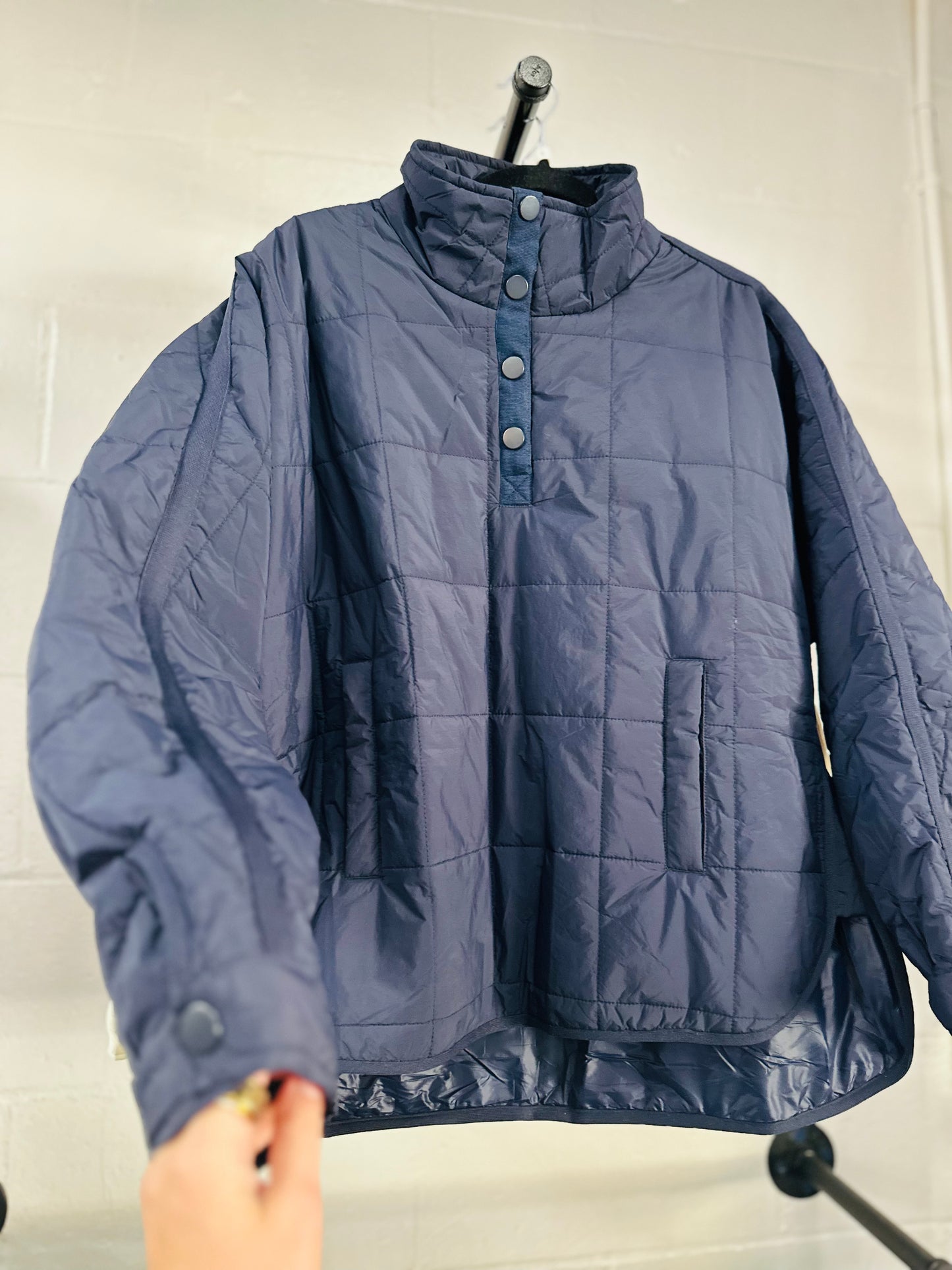The Navy Quilted Puffer Pullover