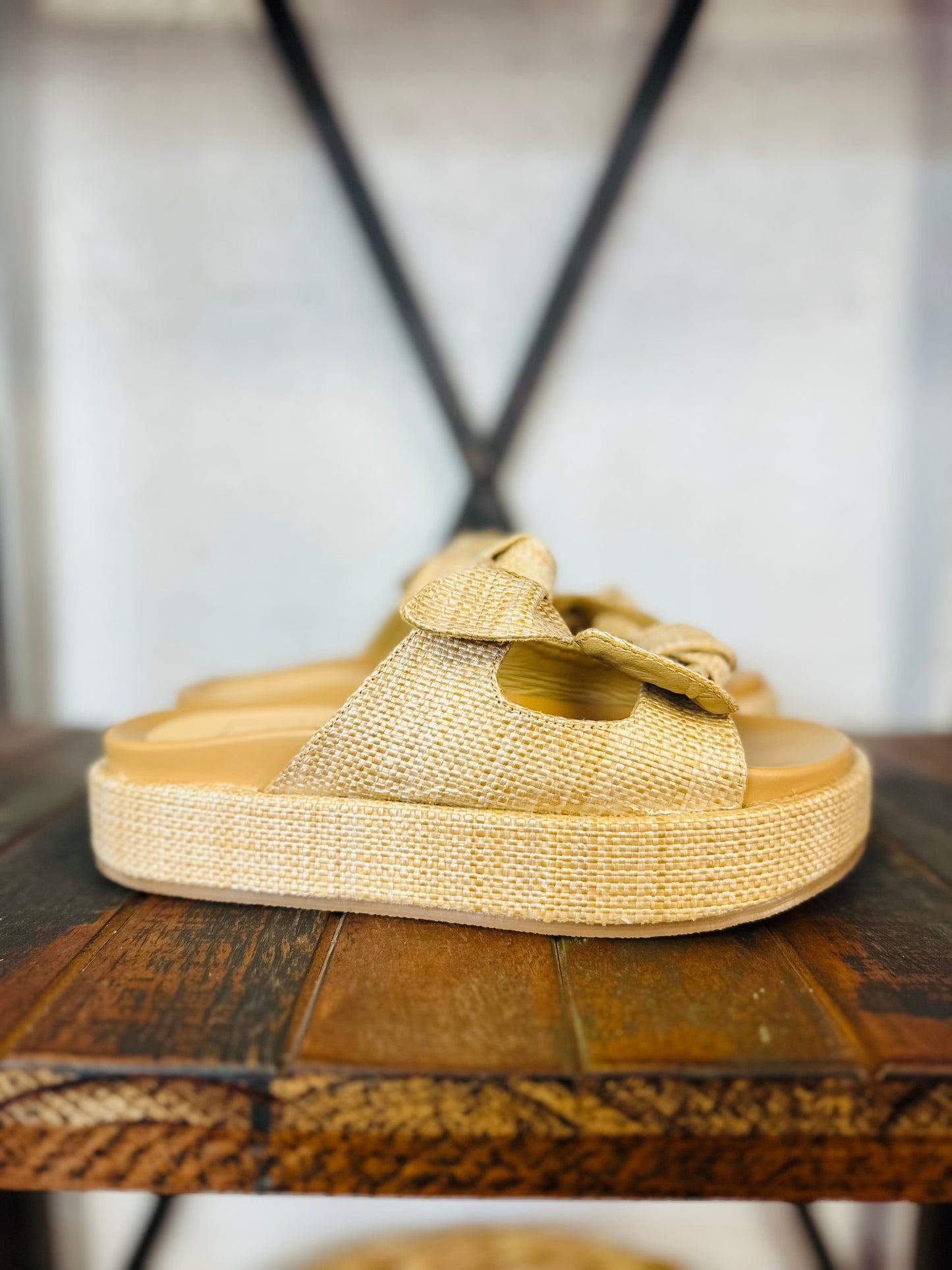 The Kiki Raffia Bow Platform Sandal
