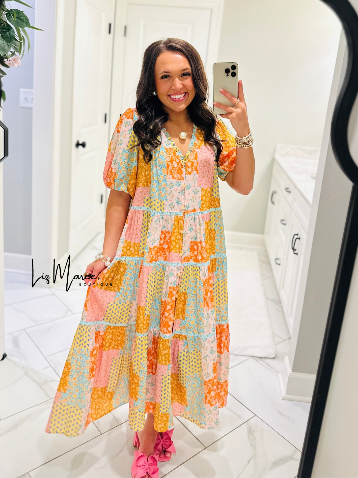 The Wrenlee Patchwork Midi Dress