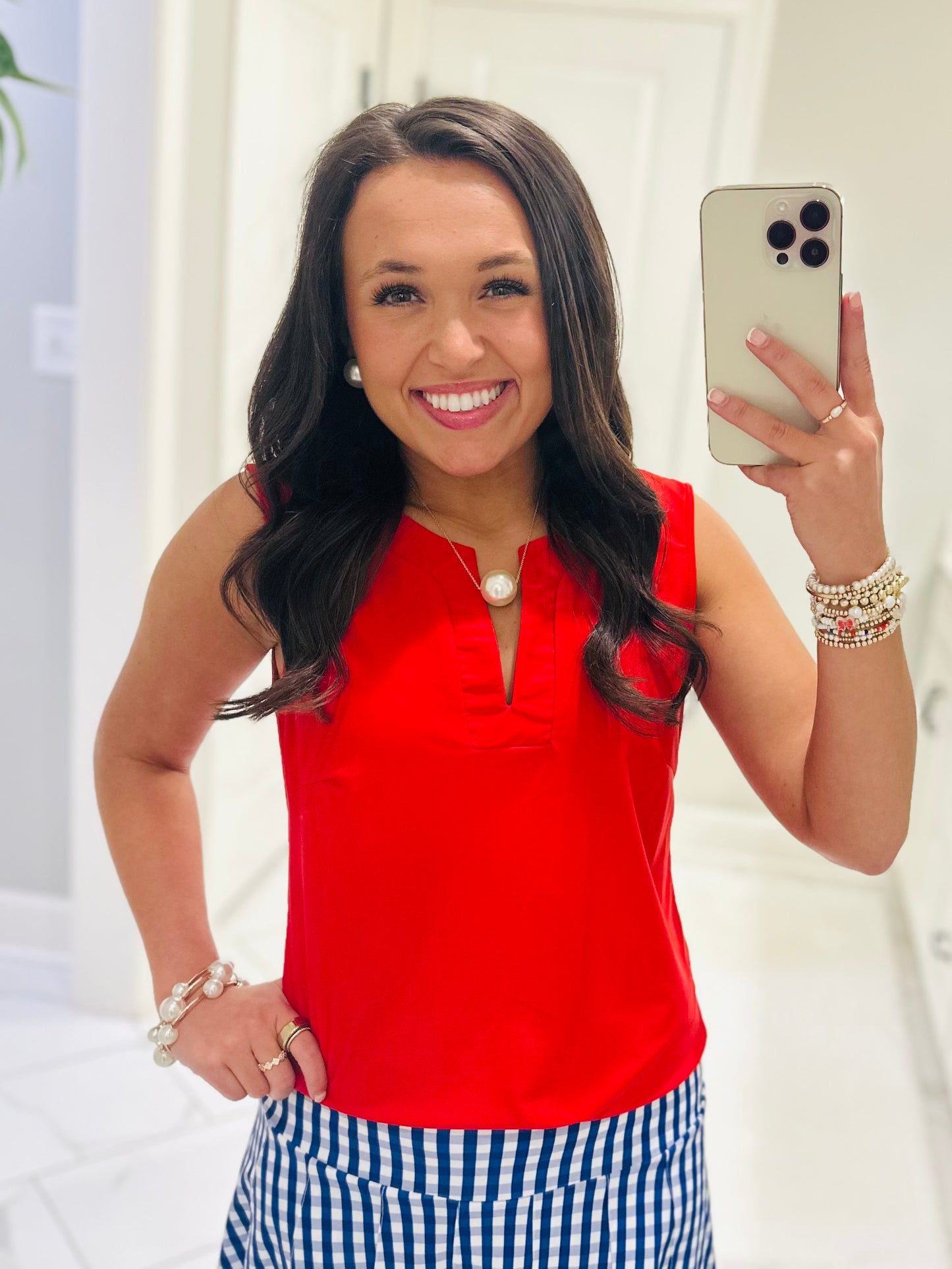 The Gina Red Sleeveless Top