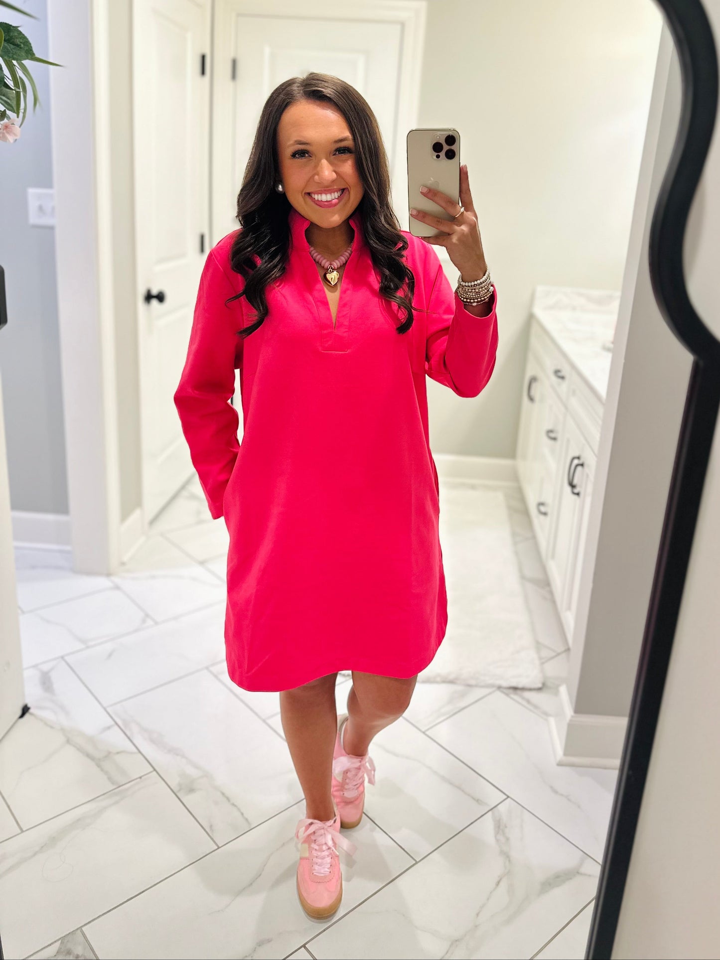 The Nicole Pink Long Sleeve Dress