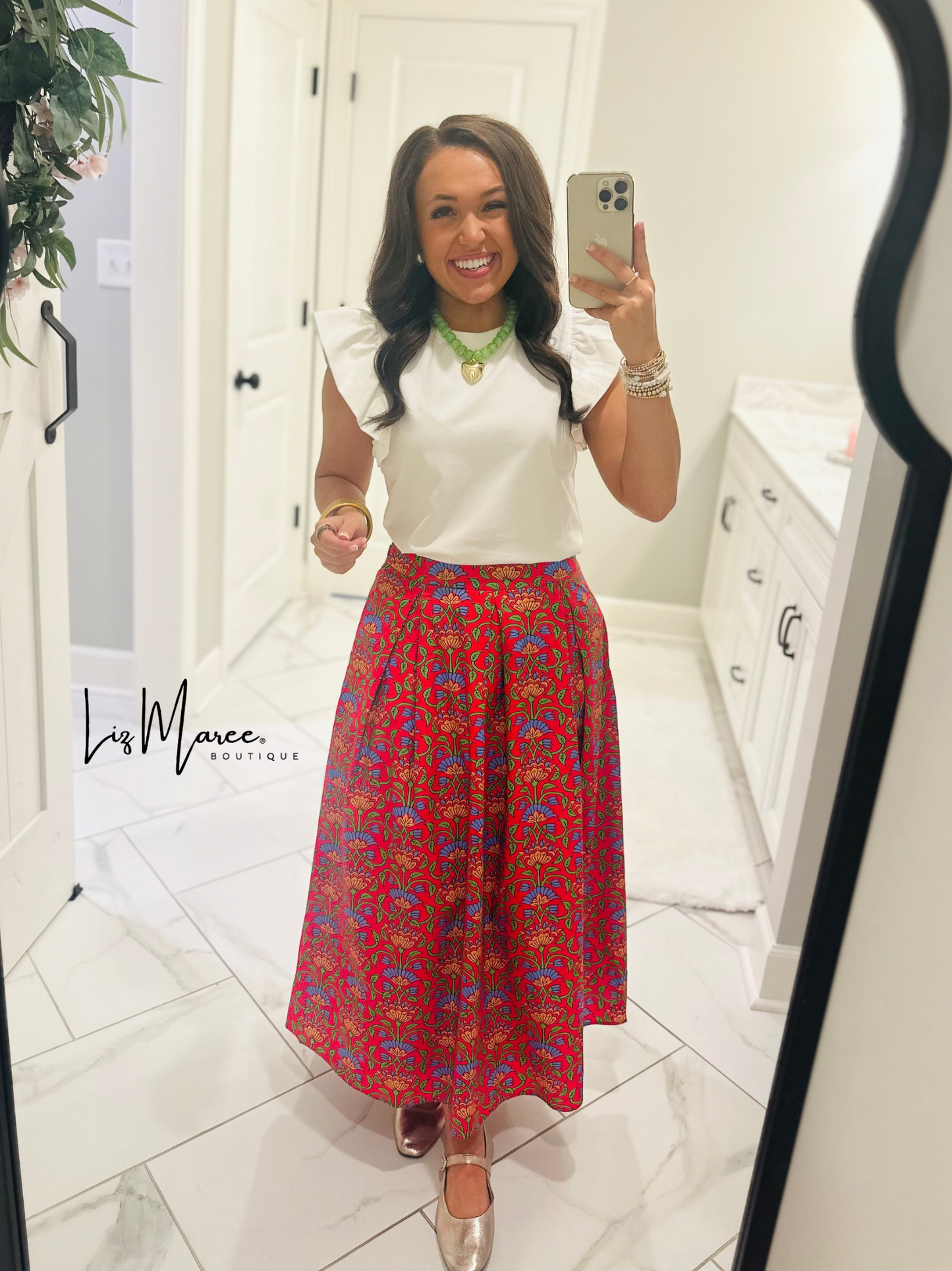 The Hailey Multi Floral Pleated Midi Skirt
