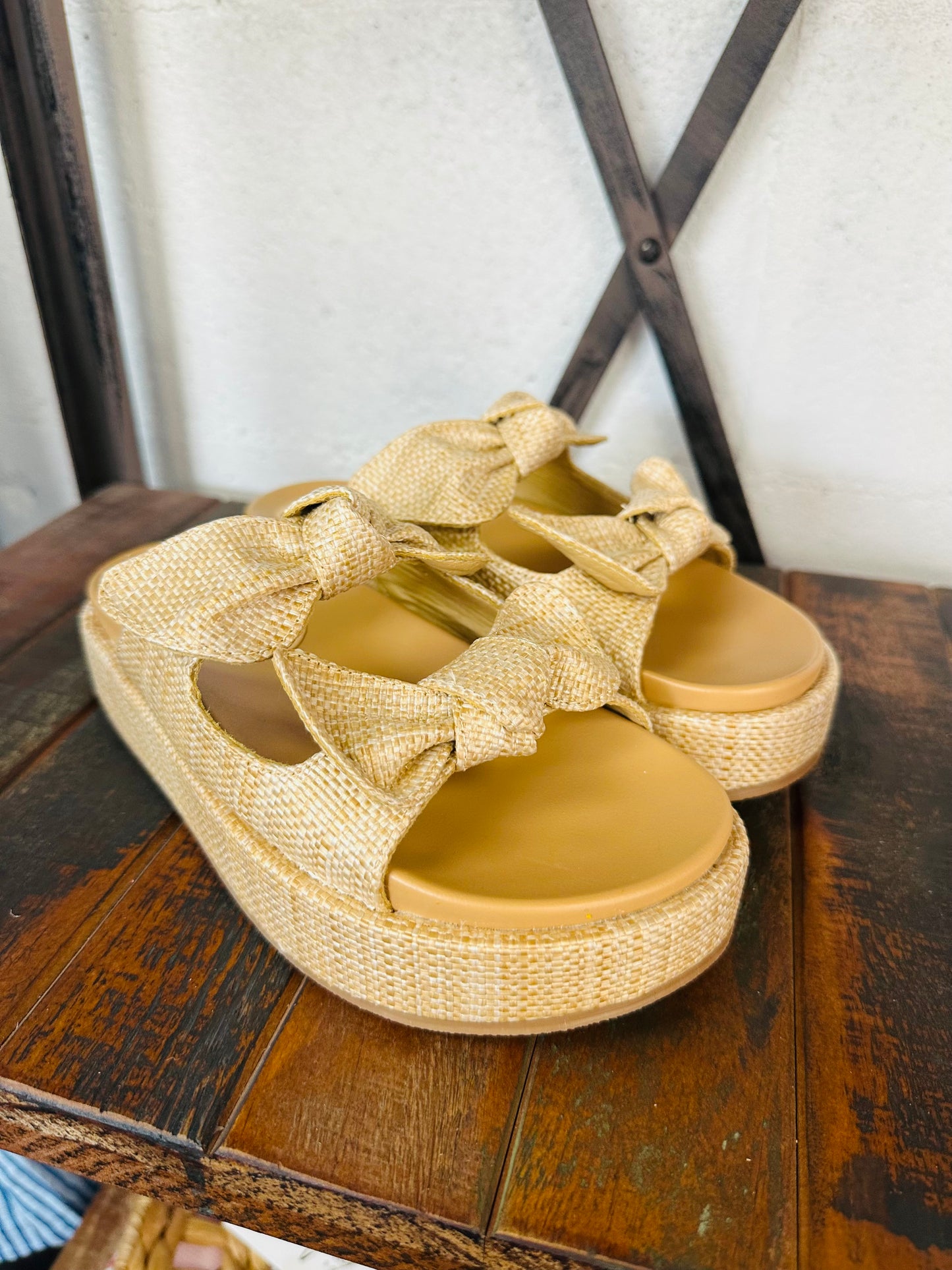 The Kiki Raffia Bow Platform Sandal