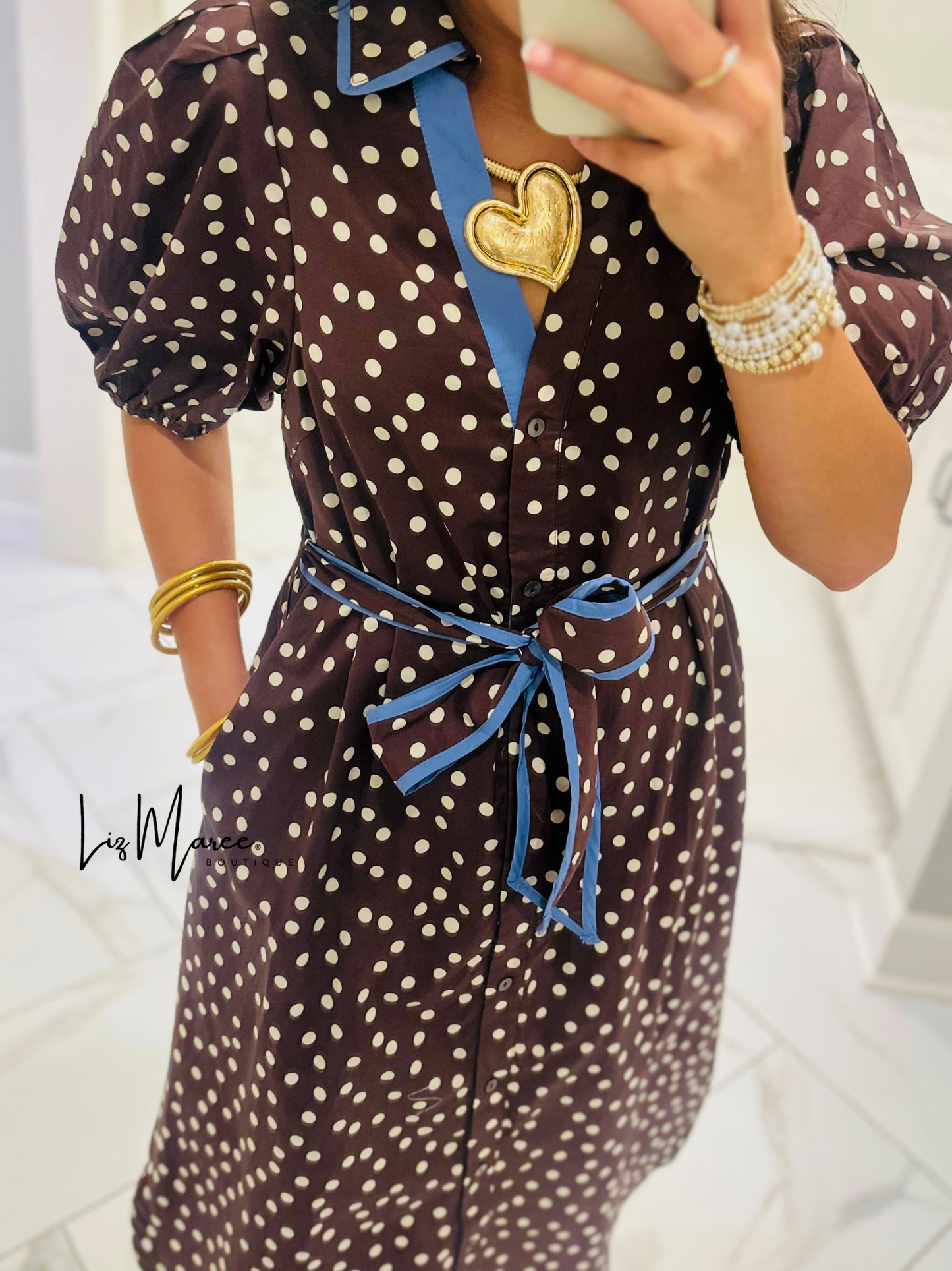 The Ashlee Brown Polka Dot Midi Dress