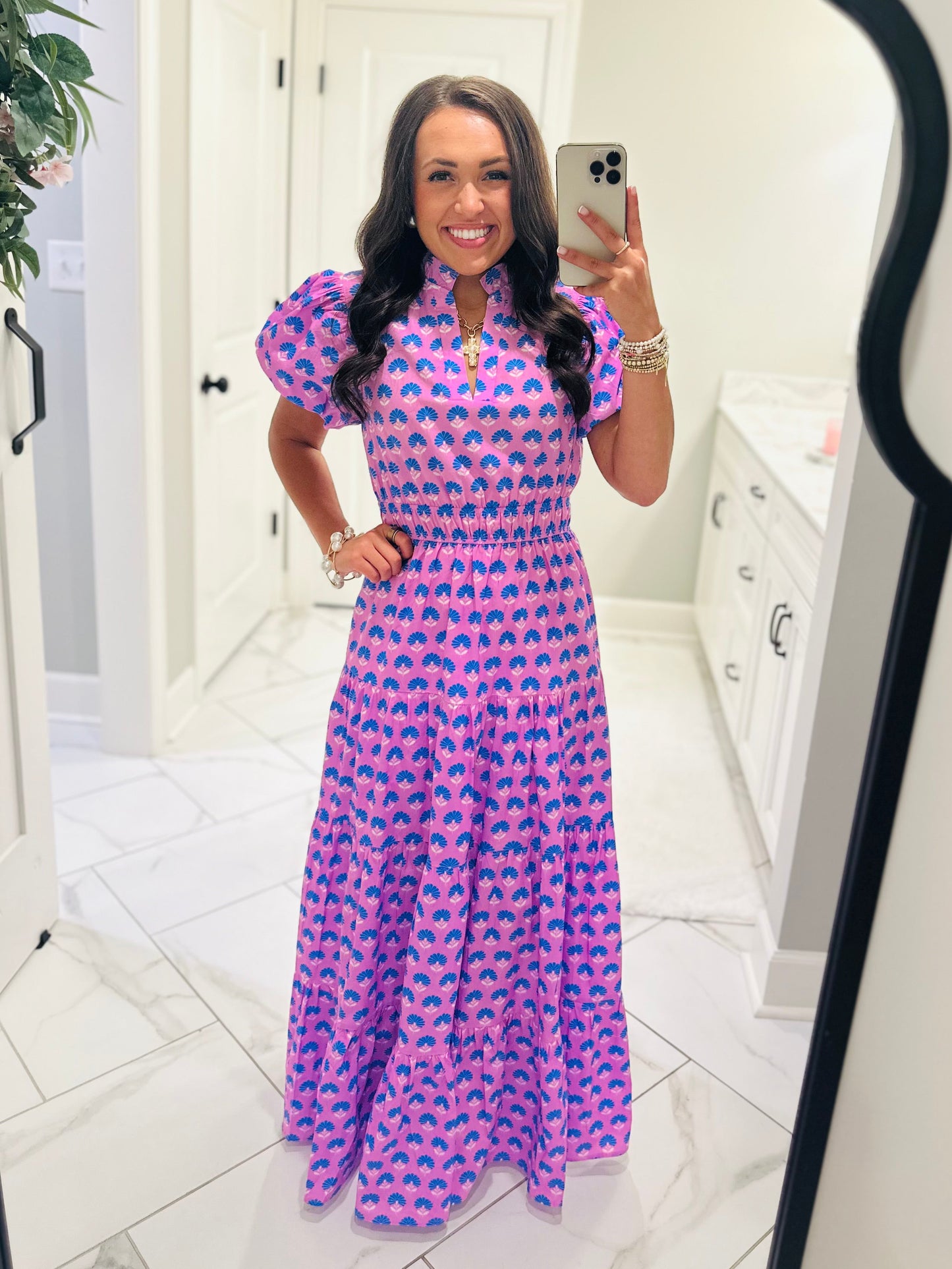 The Maya Lavender Floral Midi Dress