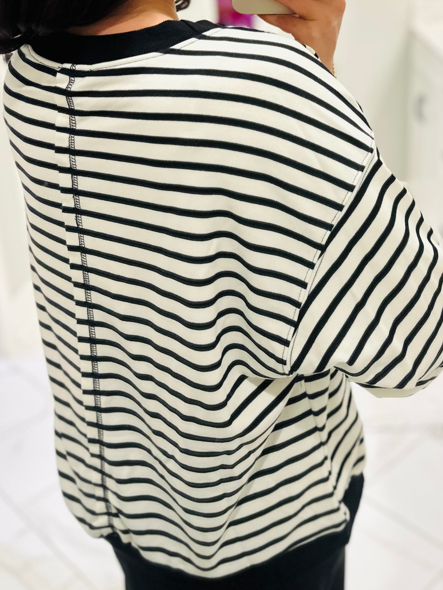The Ivory + Black Striped Pullover