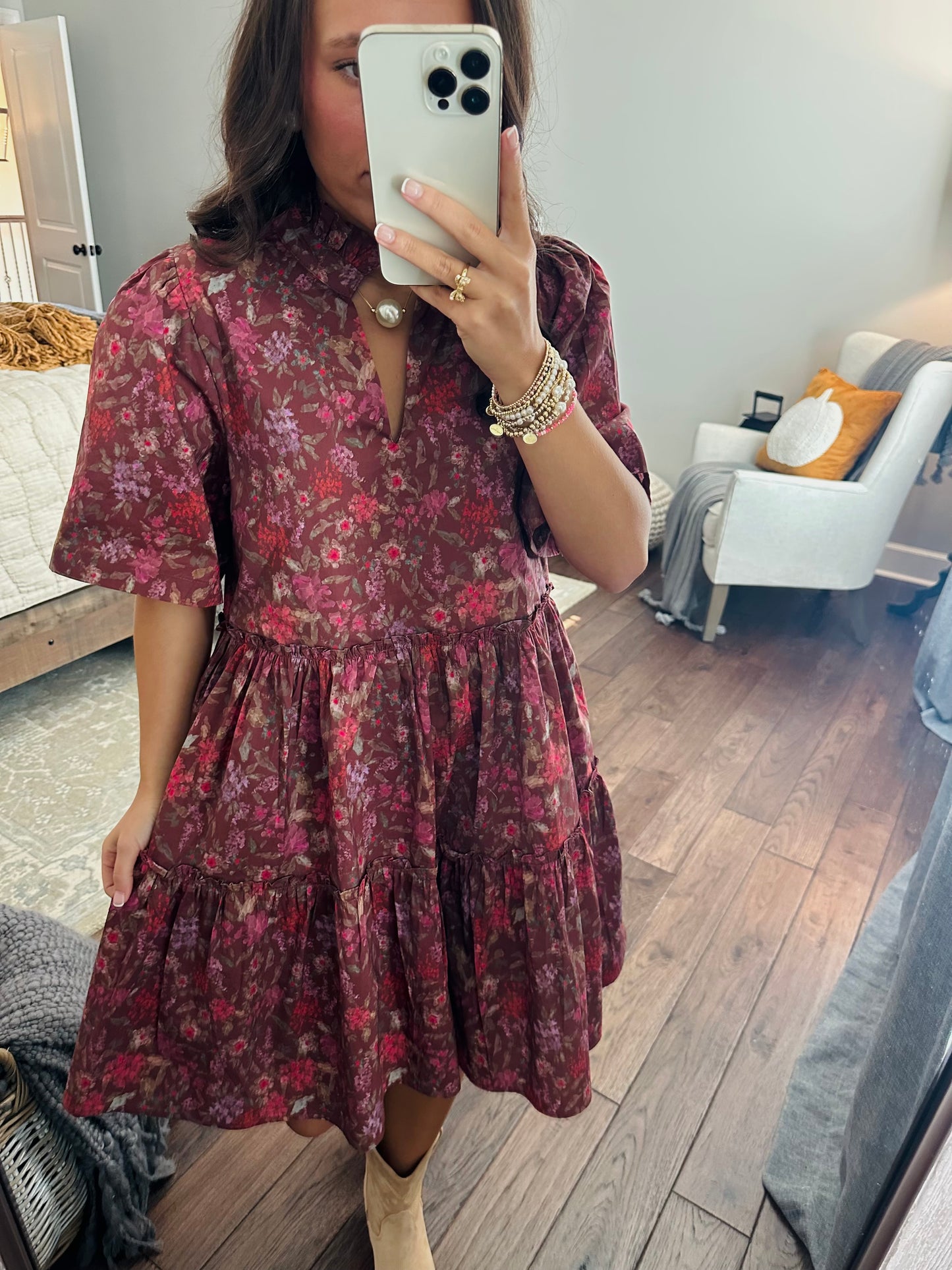 The Everleigh Brown Floral Dress