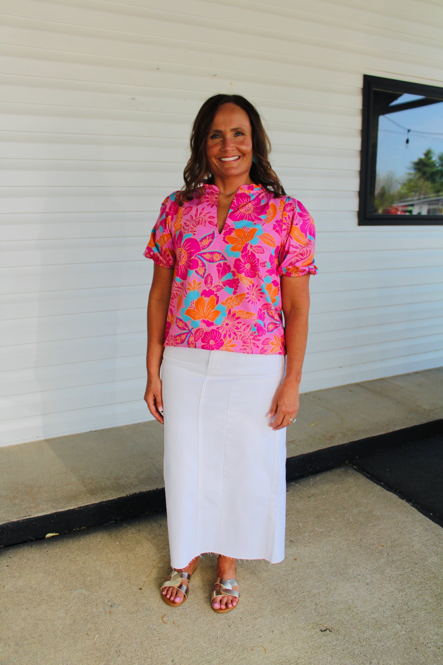 The Wren Pink Floral Print Top