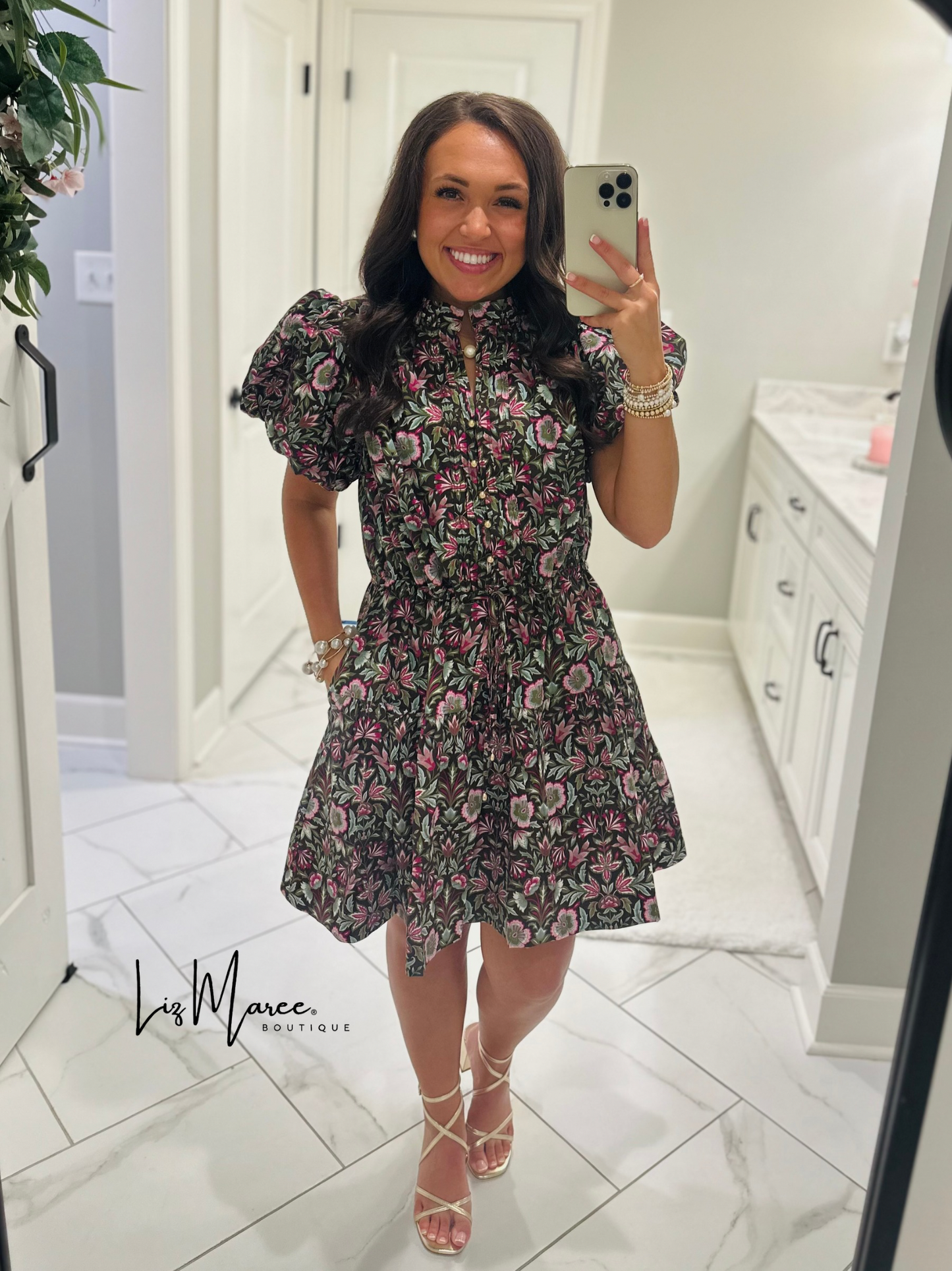 The Soph Brown Floral Puff Sleeve Dress