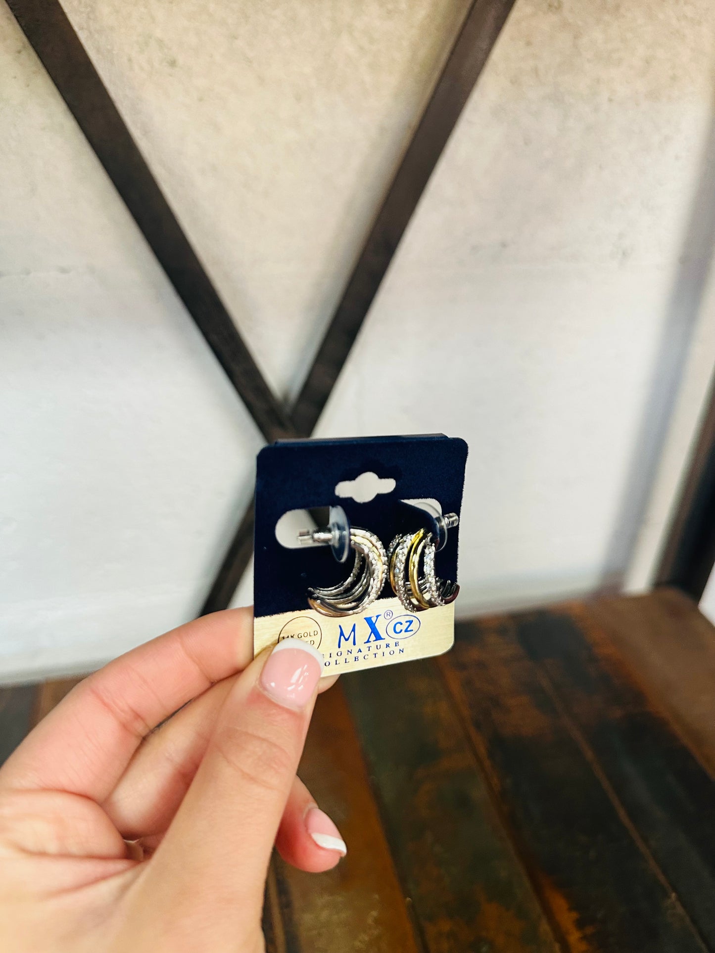 Two Tone 14k Gold Plated Hoop Earring