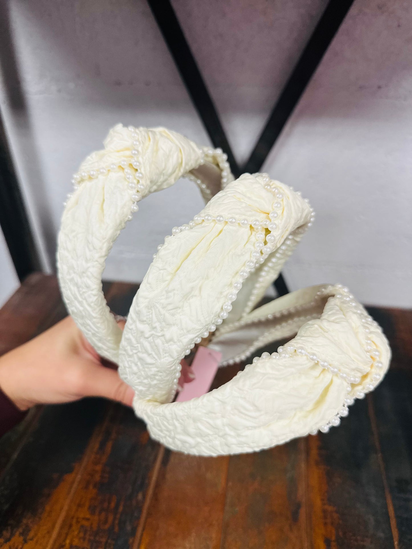 The Elegant Cream Knot Pearl Embellished Headband
