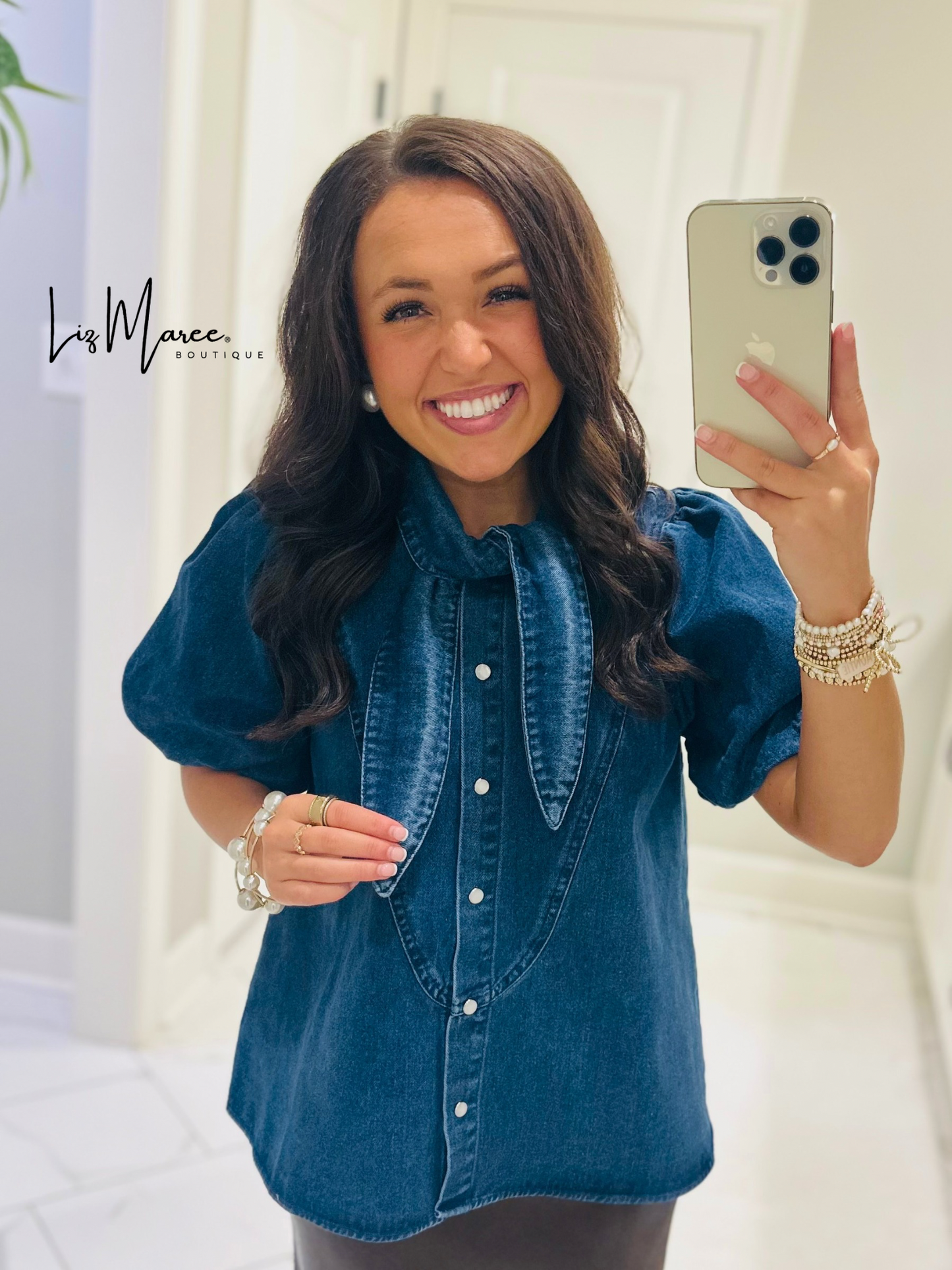 The Mabel Dark Denim Tie Top
