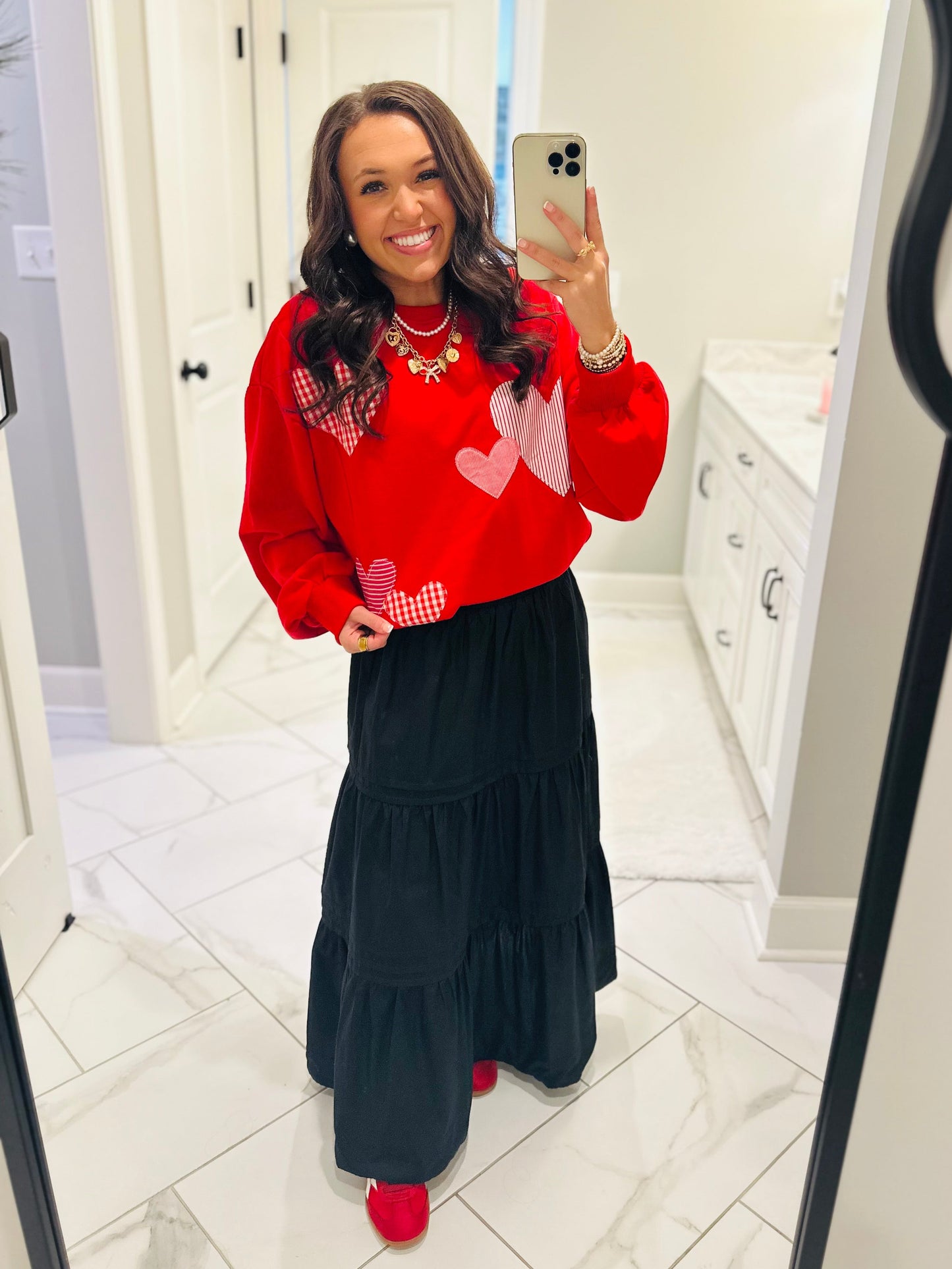 The All the Love Red Heart Patchwork Sweatshirt