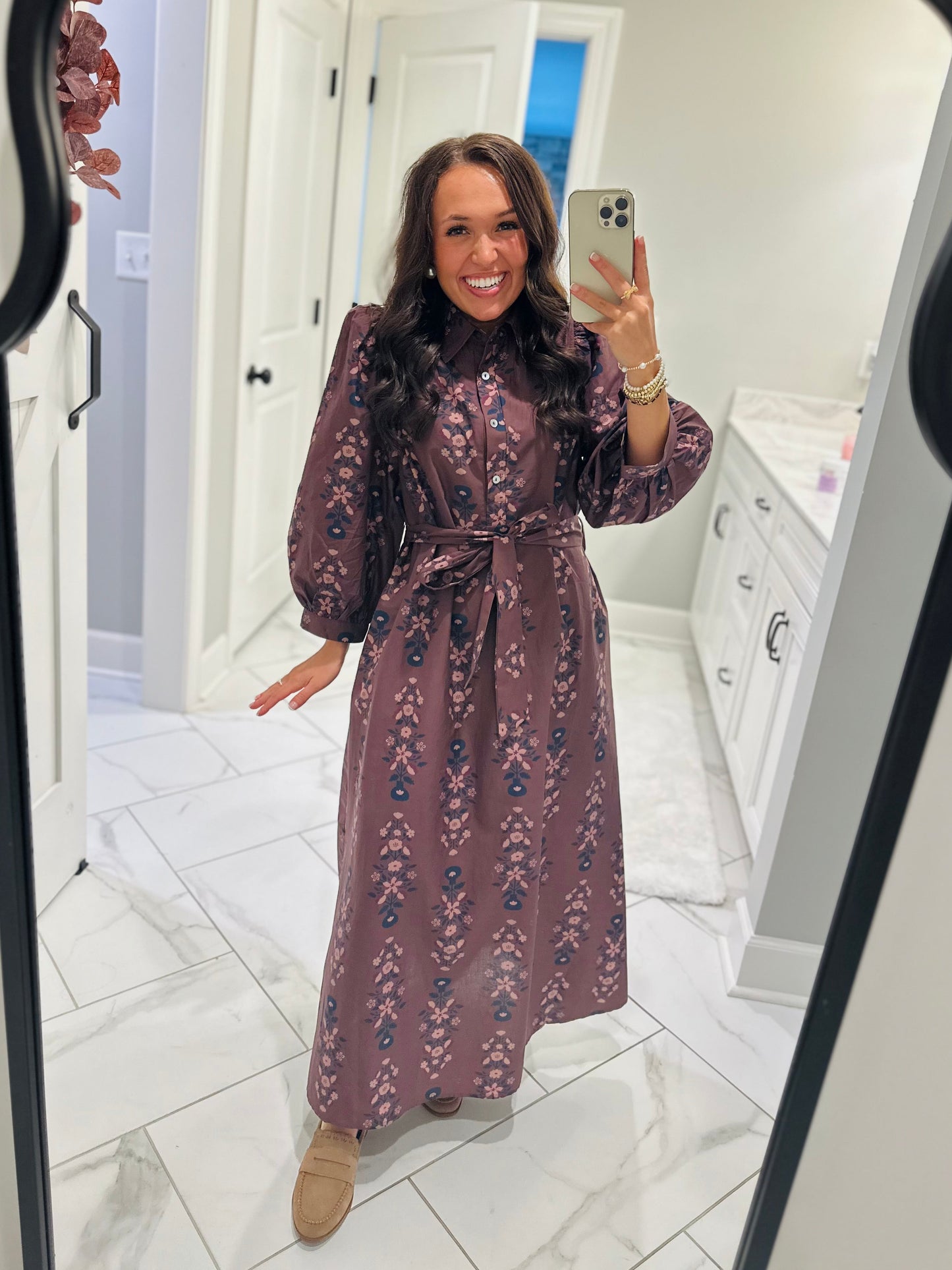 The Nina Brown Floral Maxi Dress