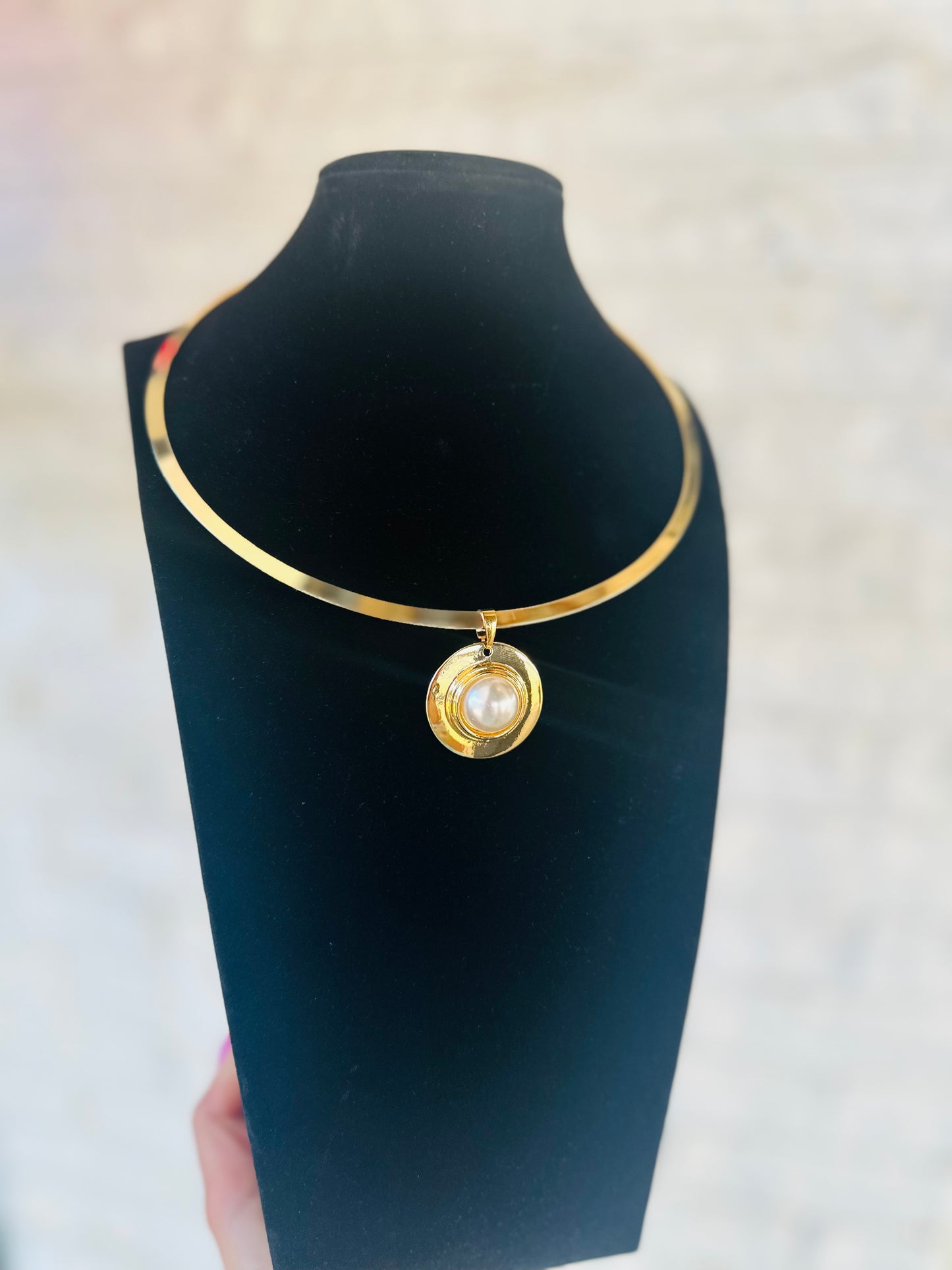 Pearl Stone Pendant Wrap Necklace