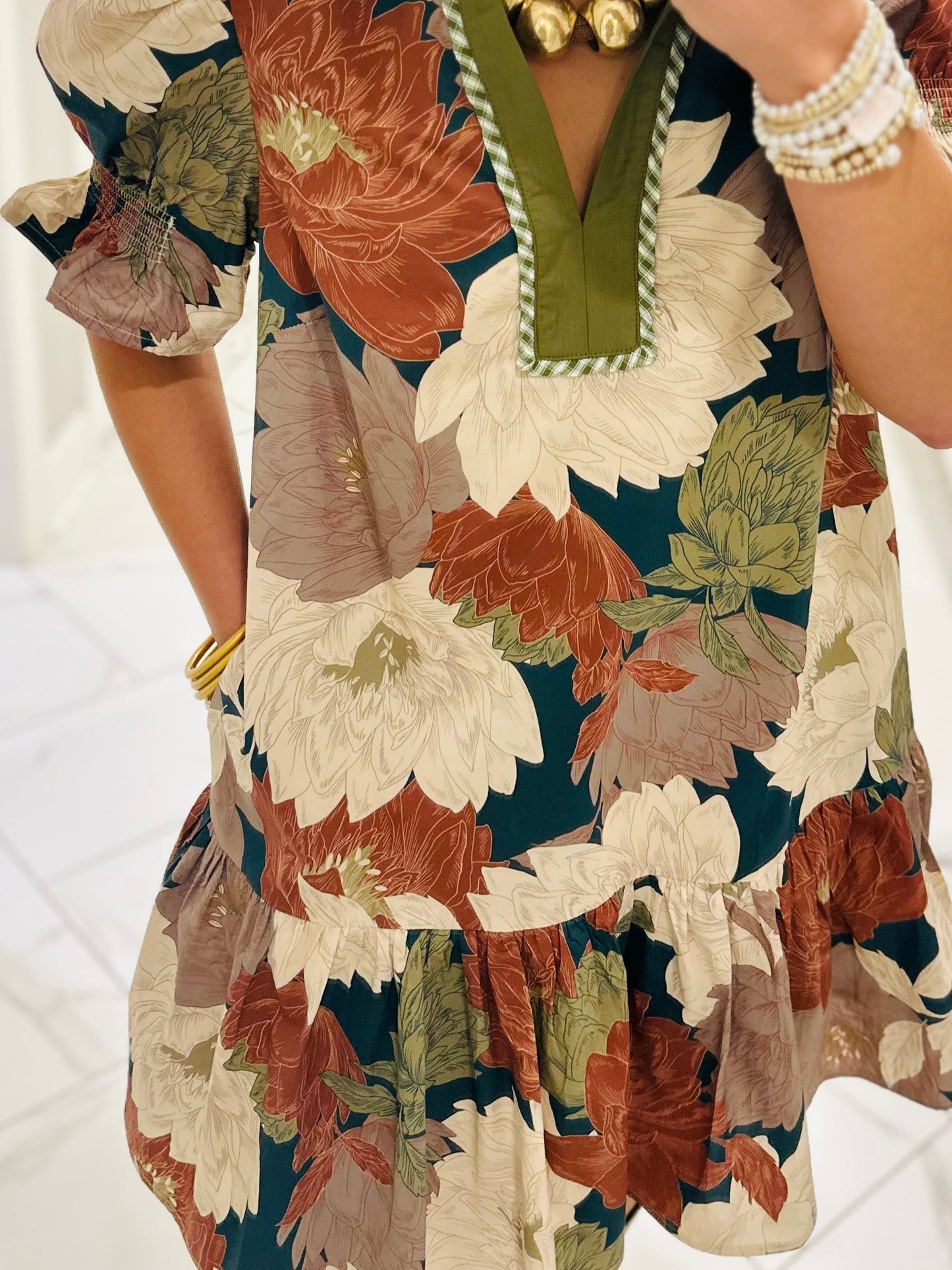 The Willow Teal Green Floral Dress