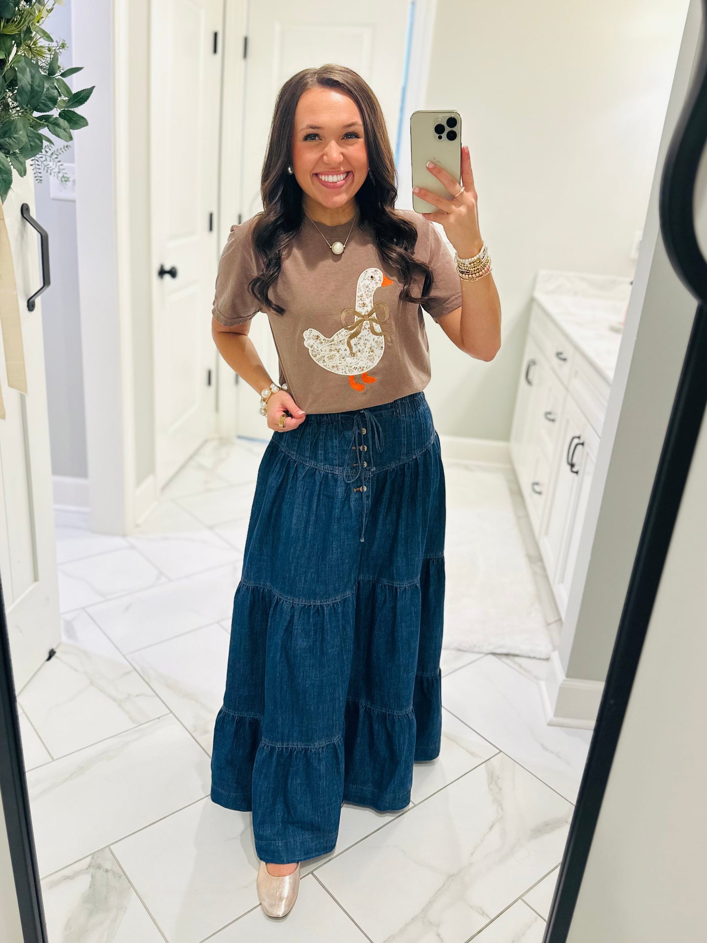 The Brown Coquette Preppy Goose Embroidered Tee