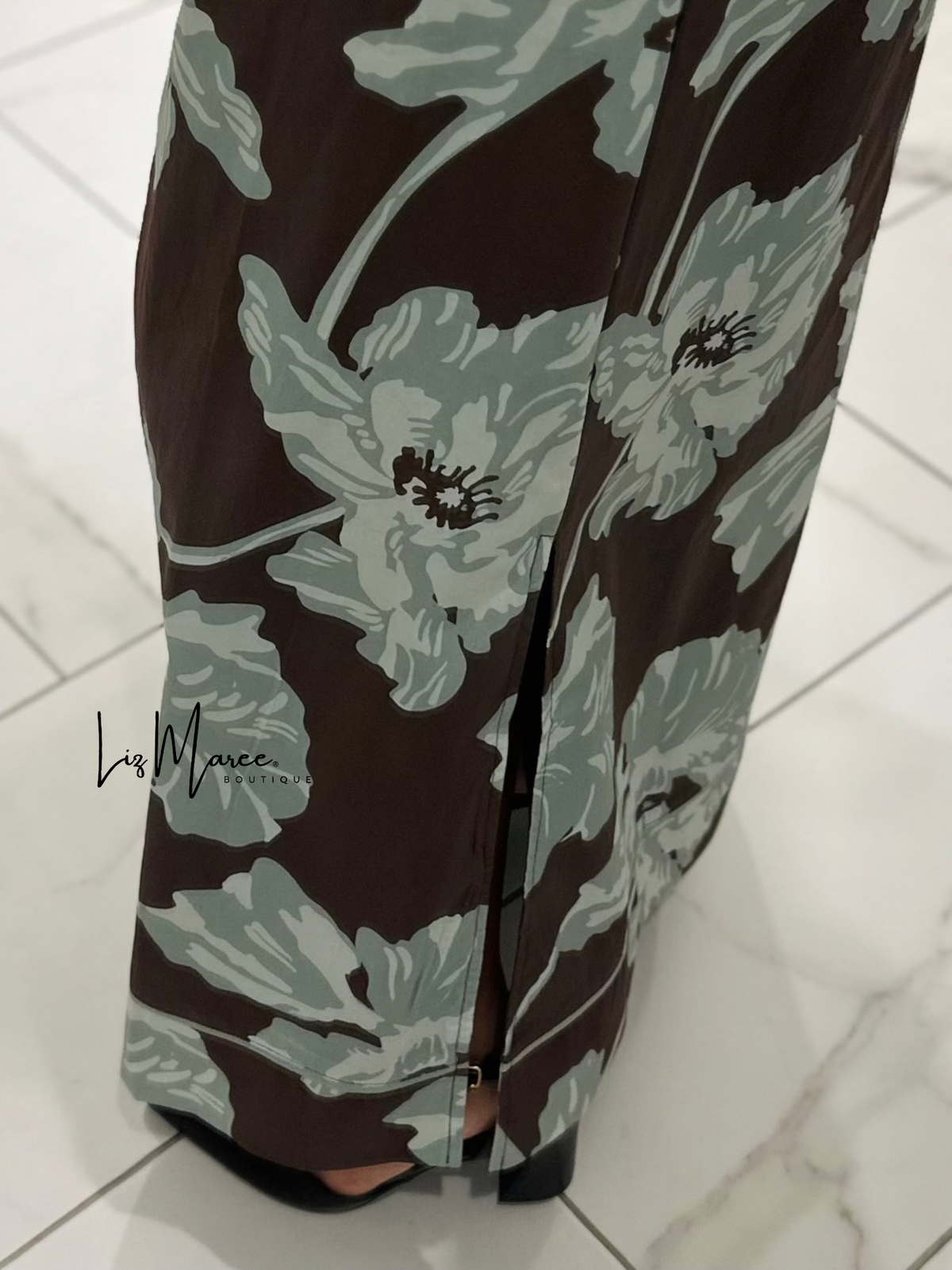 The Eleanor Chocolate Floral Caftan Maxi Dress